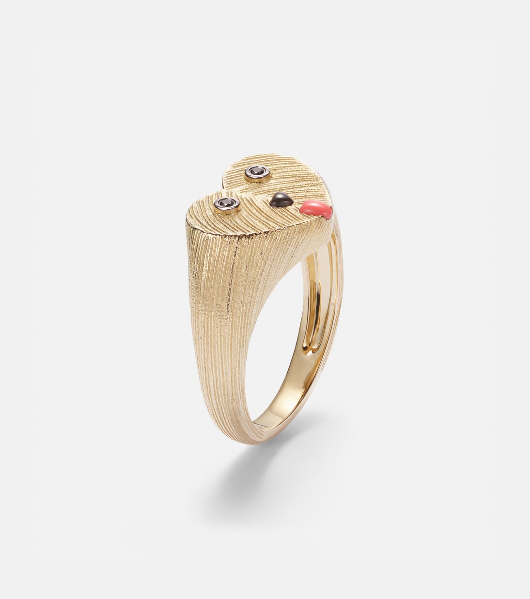 Coeur Toutou Mini 9kt gold pinky ring with gemstones | Yvonne Léon