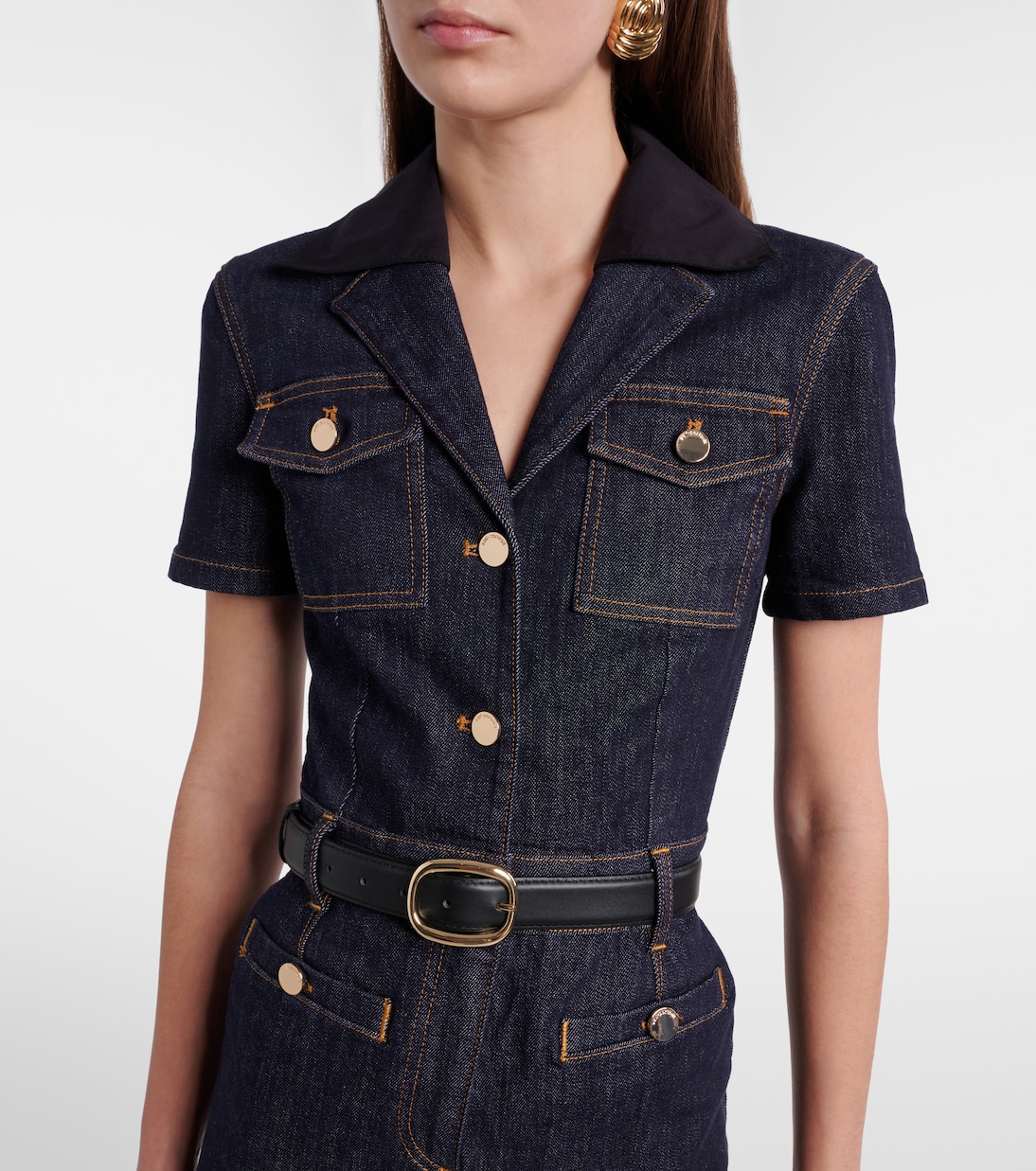 Robe midi en jean | Self-Portrait