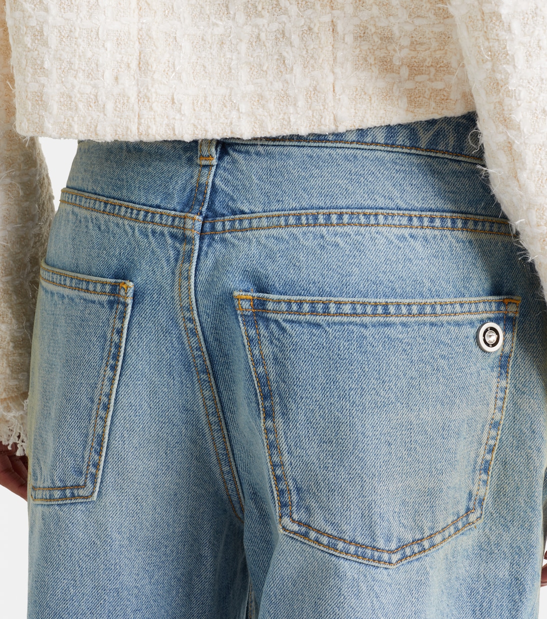 Distressed embellished wide-leg jeans | Area