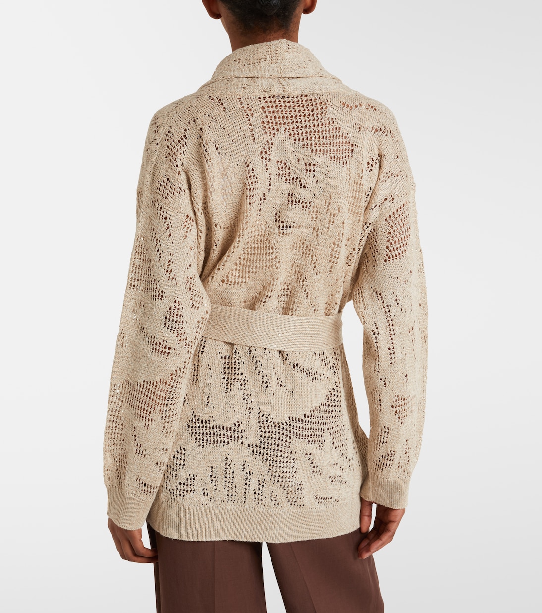 Open-knit linen and cotton wrap cardigan | Brunello Cucinelli