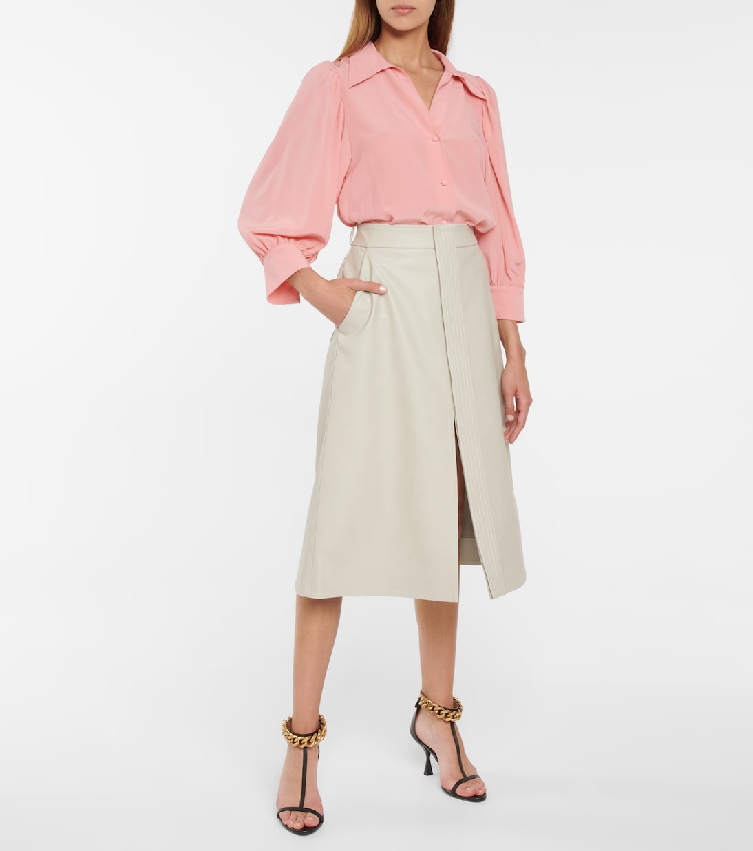 Lauren人造皮革中长半身裙 | Stella McCartney