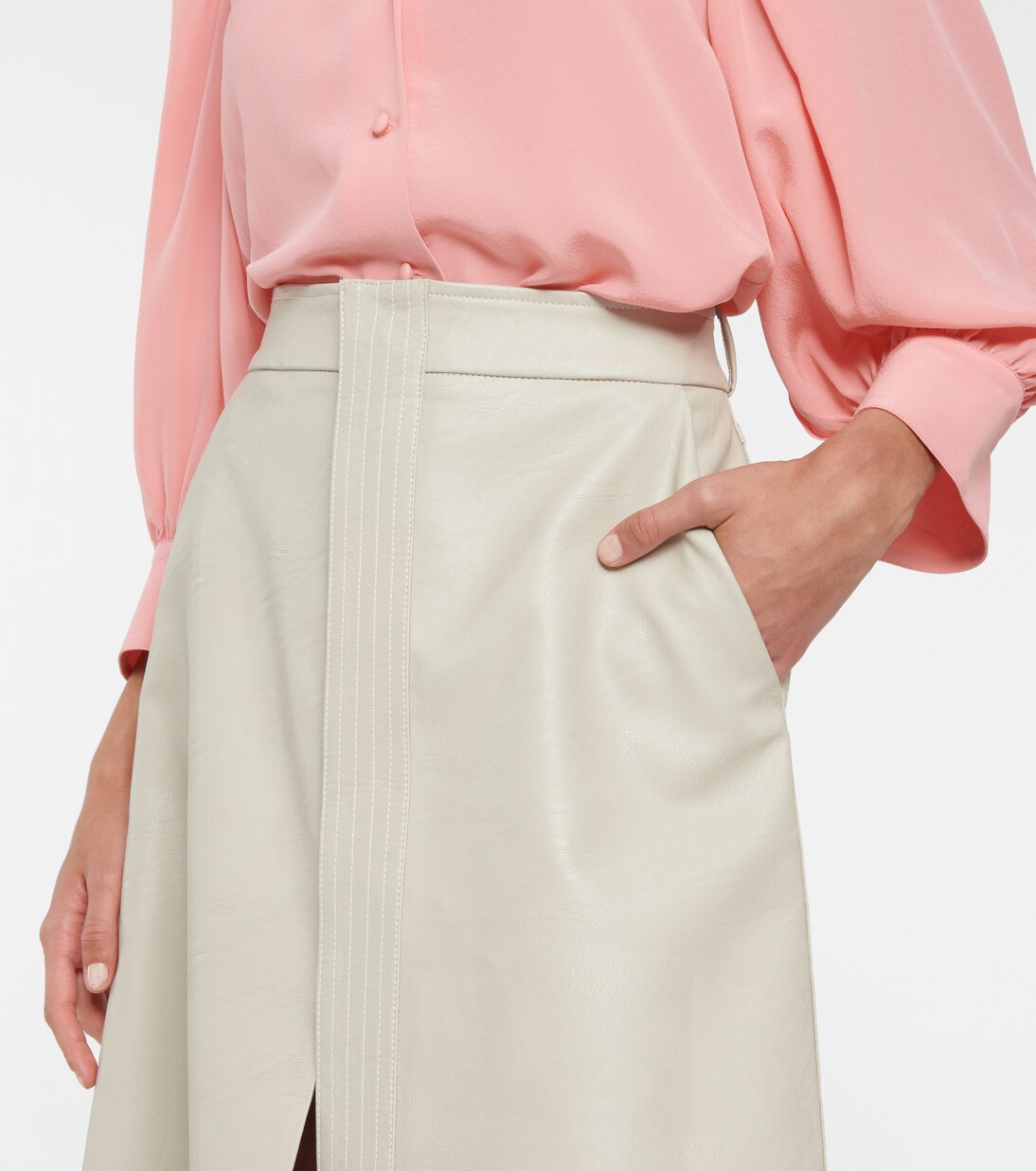 Lauren人造皮革中长半身裙 | Stella McCartney