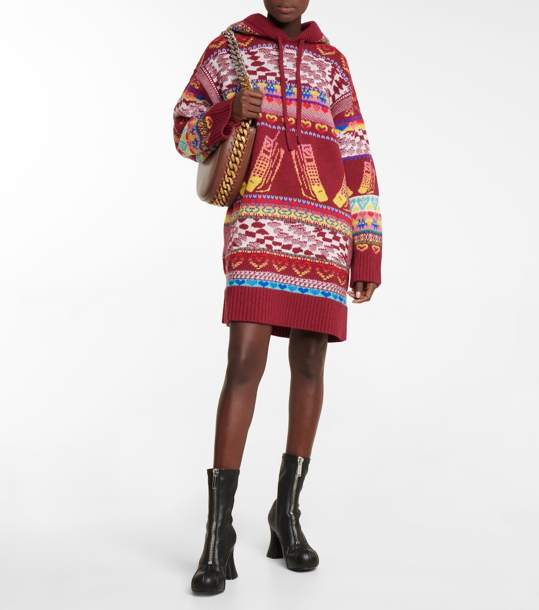 Intarsia wool-blend hoodie dress | Stella McCartney
