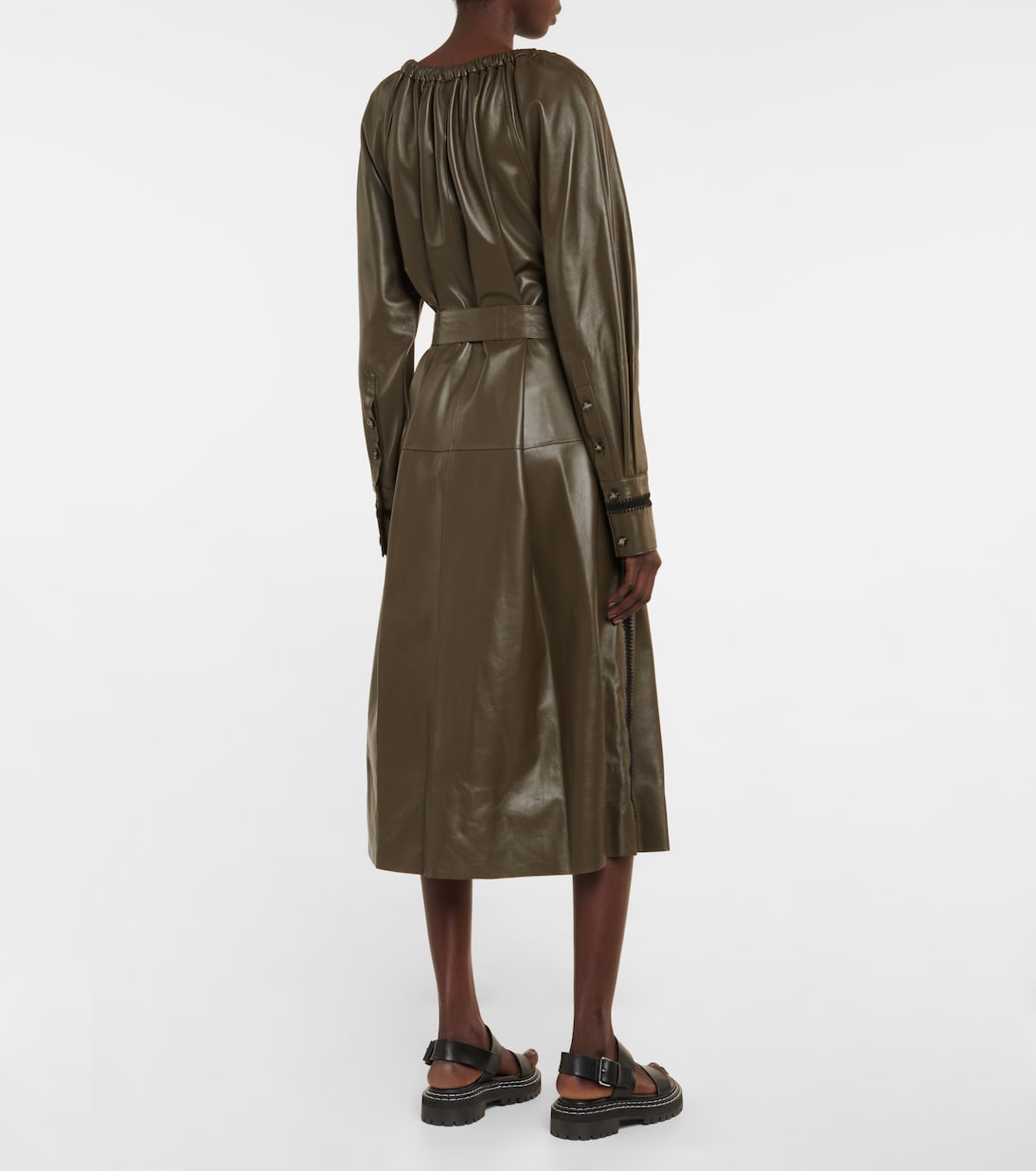 Abito midi in pelle con cintura | Proenza Schouler