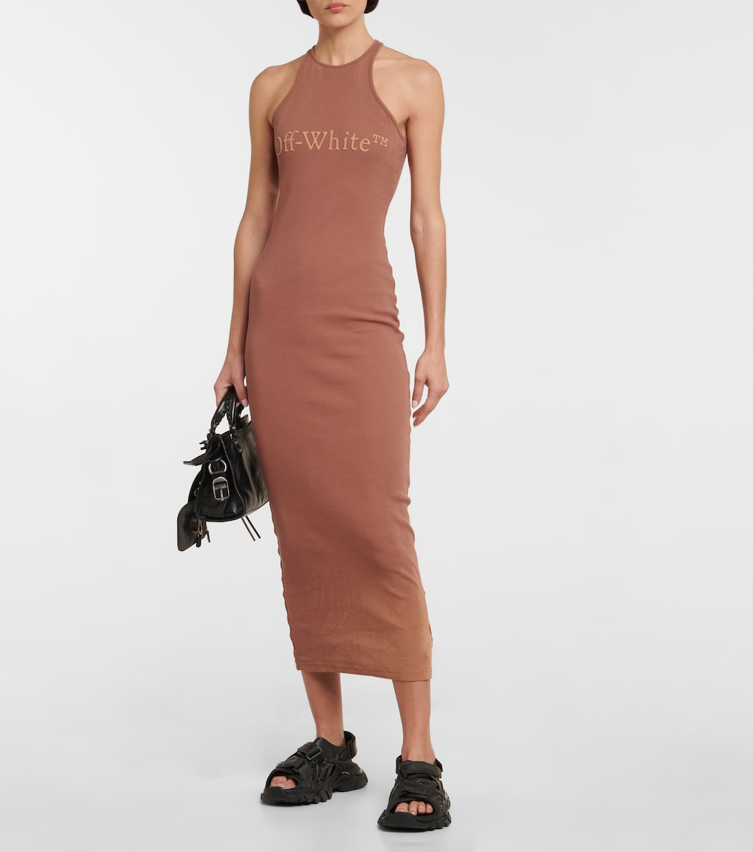 Robe midi en coton mélangé à logo | Off-White