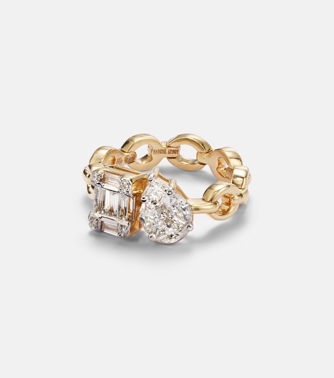 Anello NADINE AYSOY Catena Illusion in oro 18kt con diamanti bianchi per uno stile giovane e raffinato