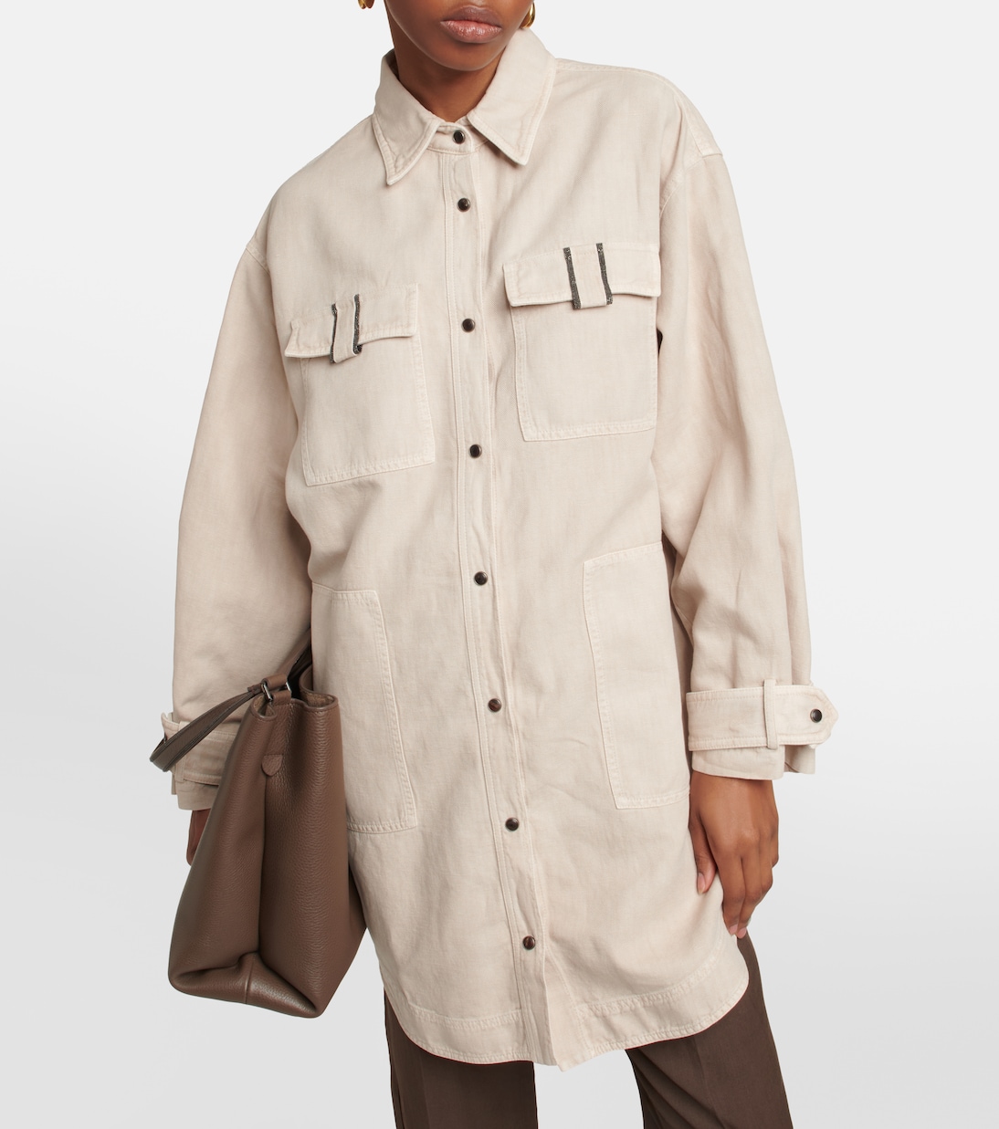 Hemdjacke aus Baumwolle und Leinen | Brunello Cucinelli