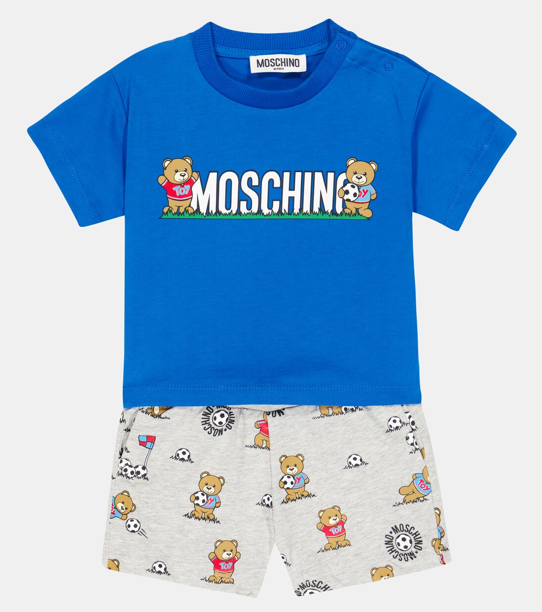 Baby - T-shirt e shorts in cotone con stampa | Moschino Kids