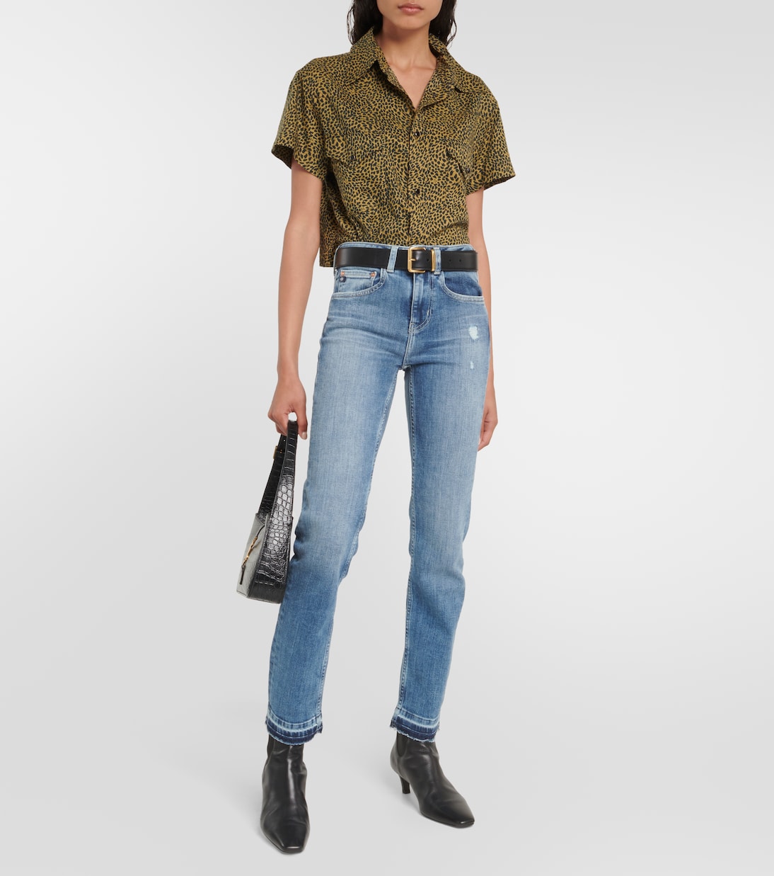 Girlfriend mid-rise straight jeans | AG Jeans