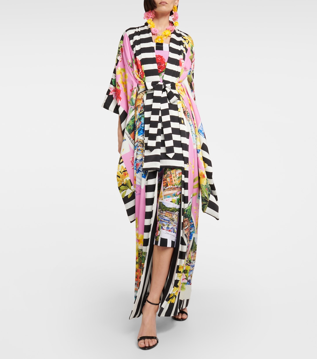 Portofino kimono en mezcla de seda estampado | Dolce&Gabbana