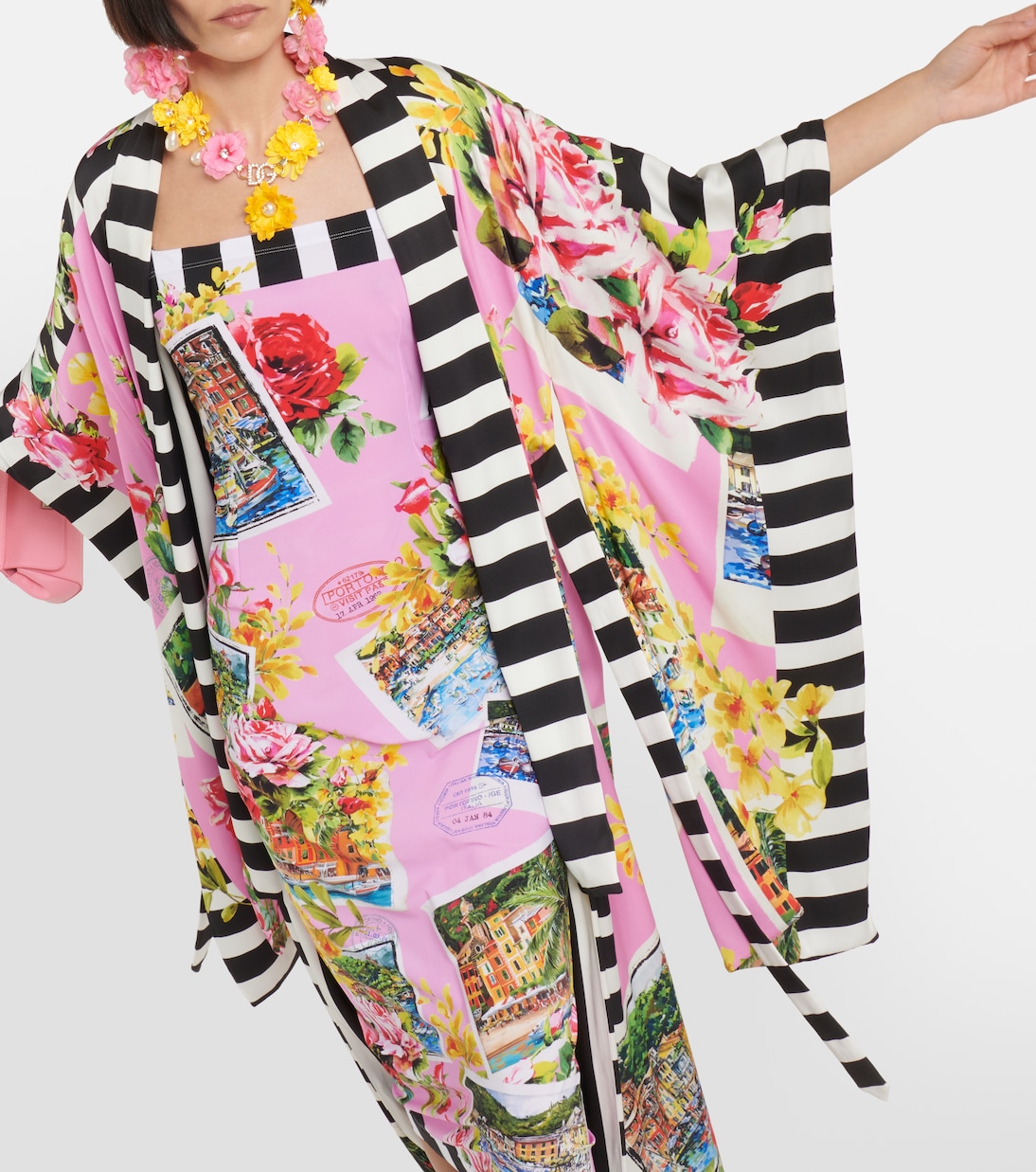 Portofino kimono en mezcla de seda estampado | Dolce&Gabbana