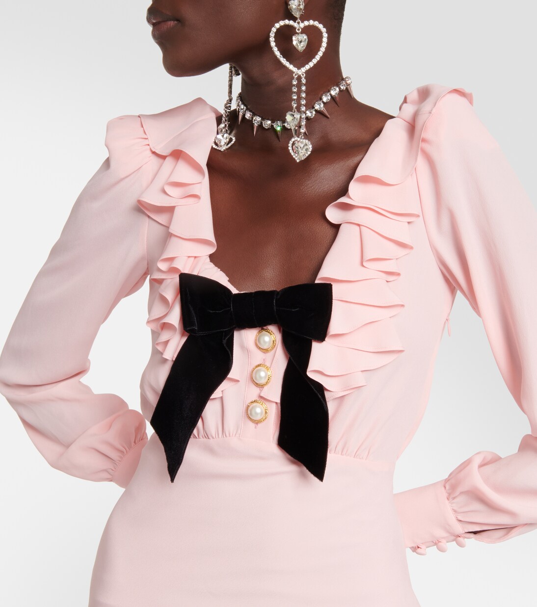 Abito midi in misto seta con decorazioni | Alessandra Rich