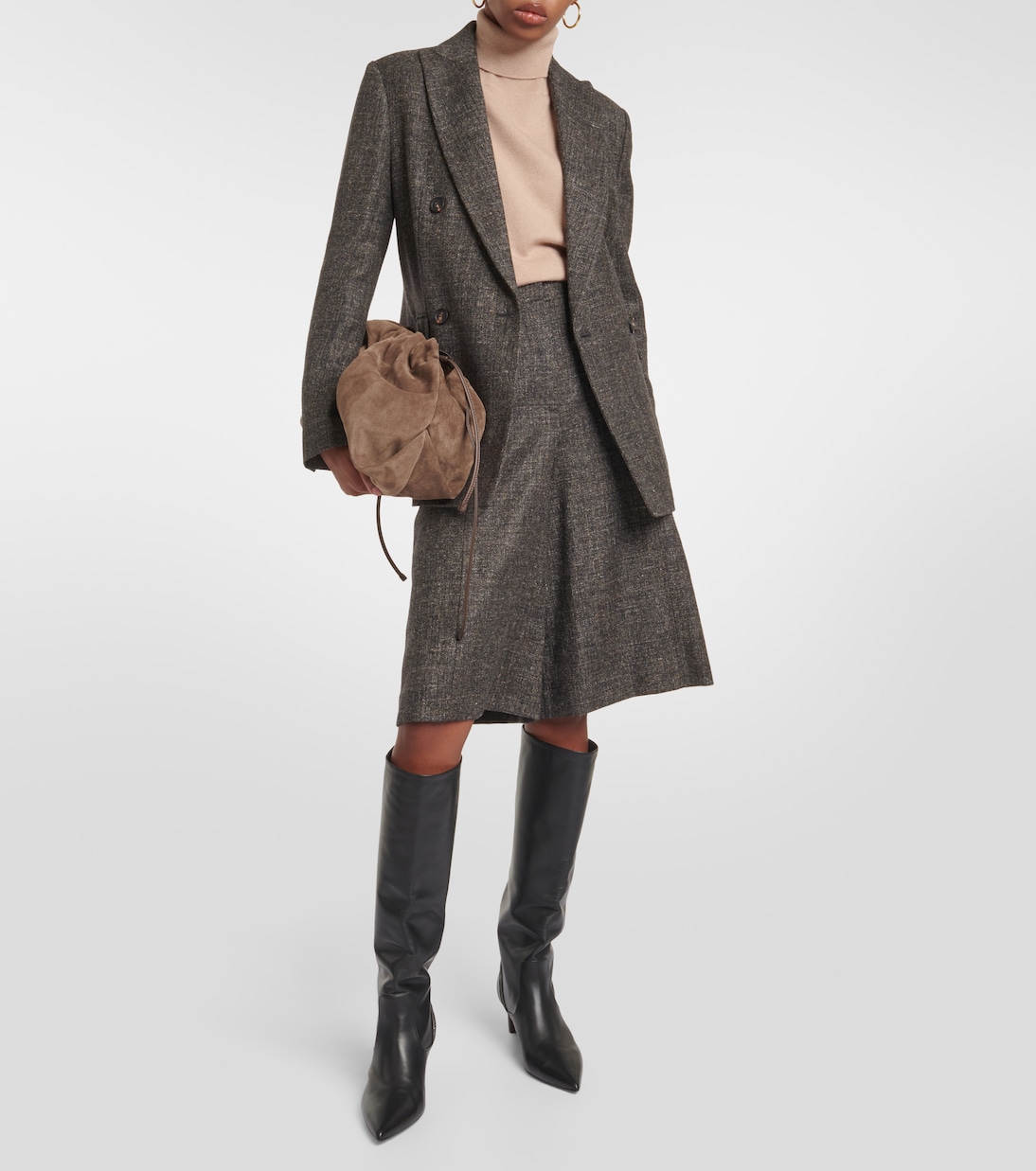 Double-breasted virgin wool-blend blazer | Brunello Cucinelli