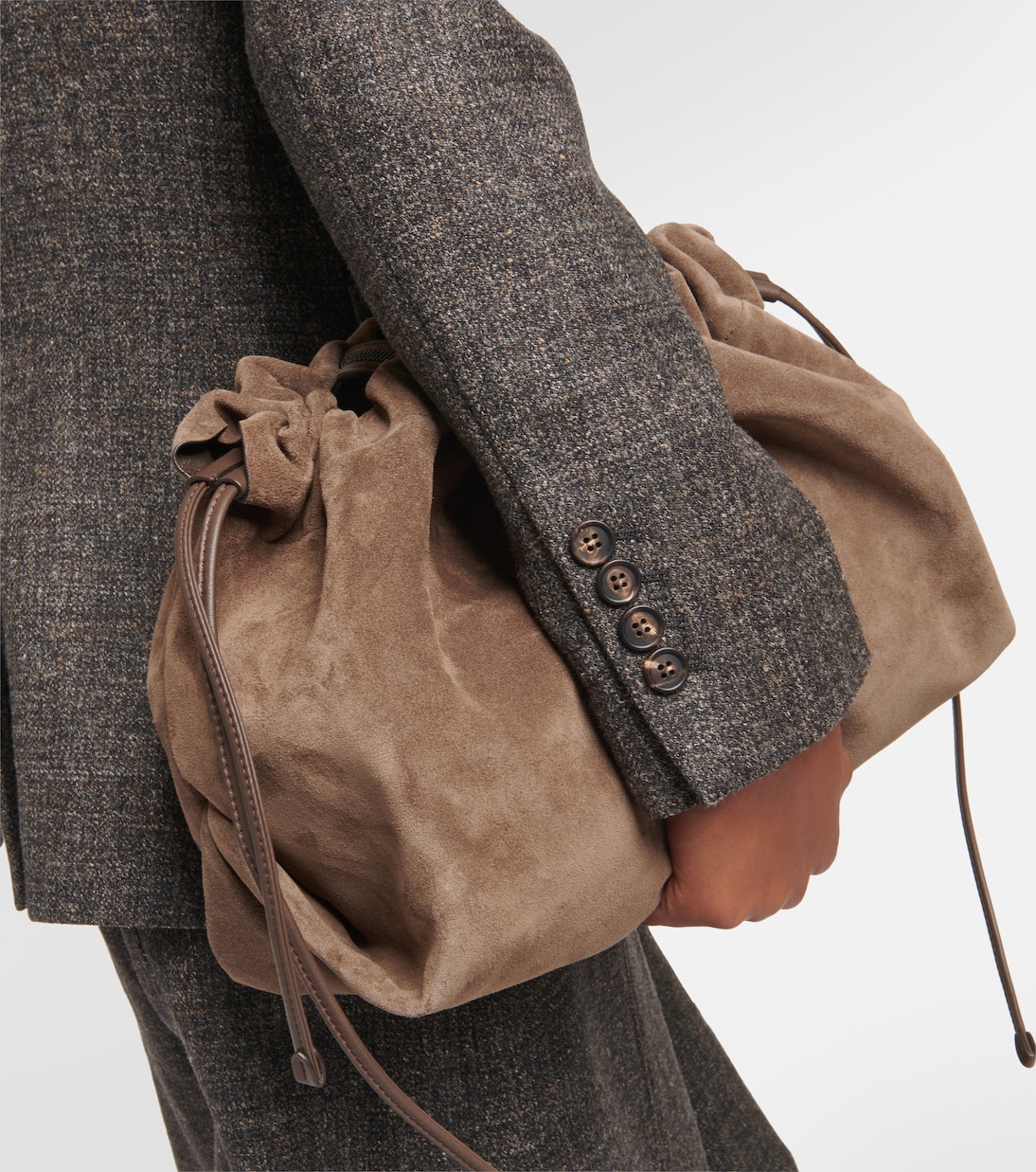 Double-breasted virgin wool-blend blazer | Brunello Cucinelli
