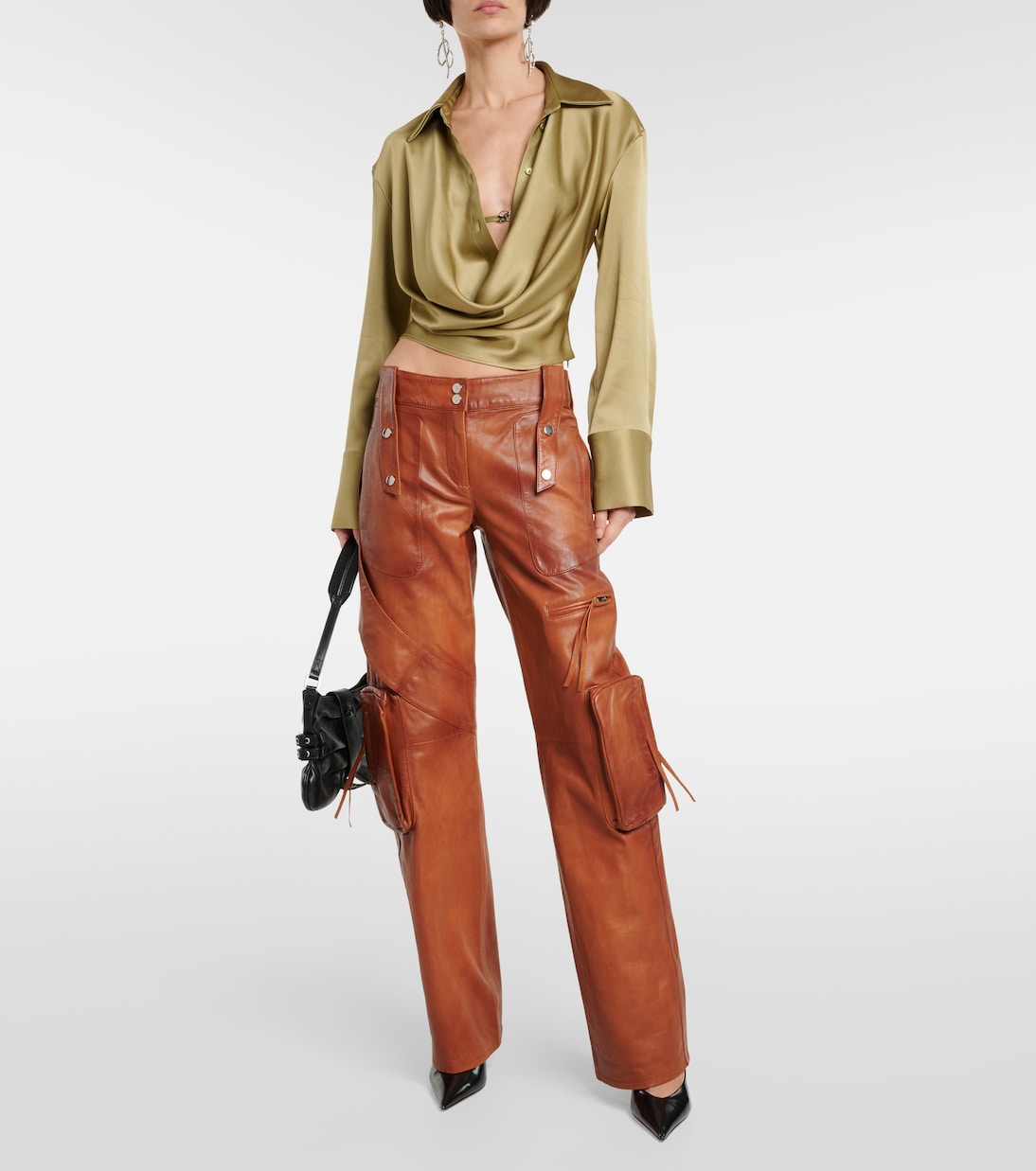 Chemise raccourcie en satin | Blumarine