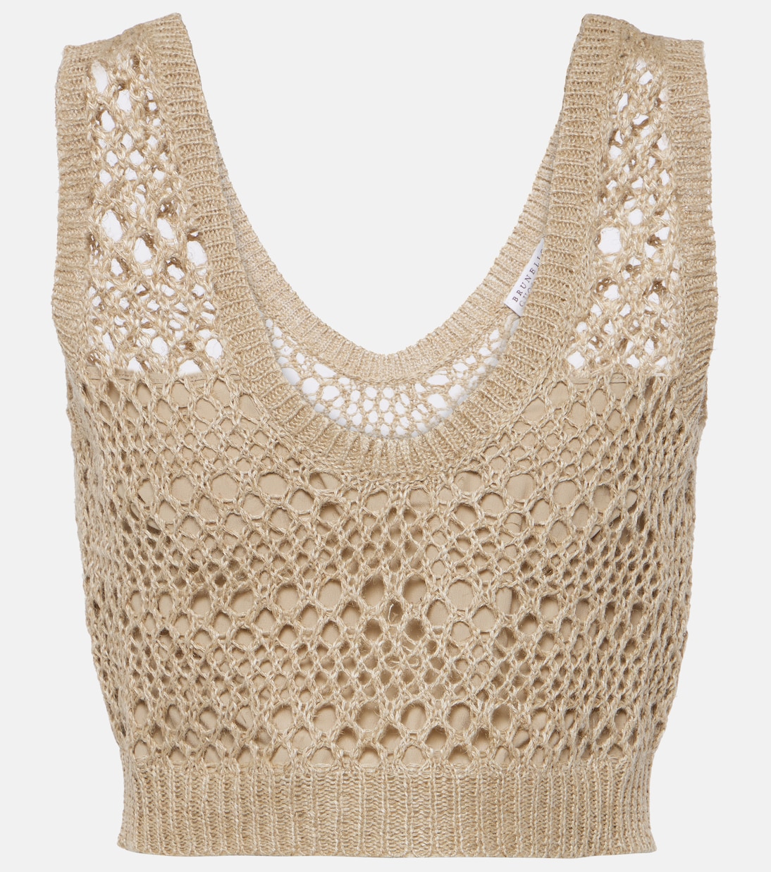 Crop top de punto de lino y seda | Brunello Cucinelli