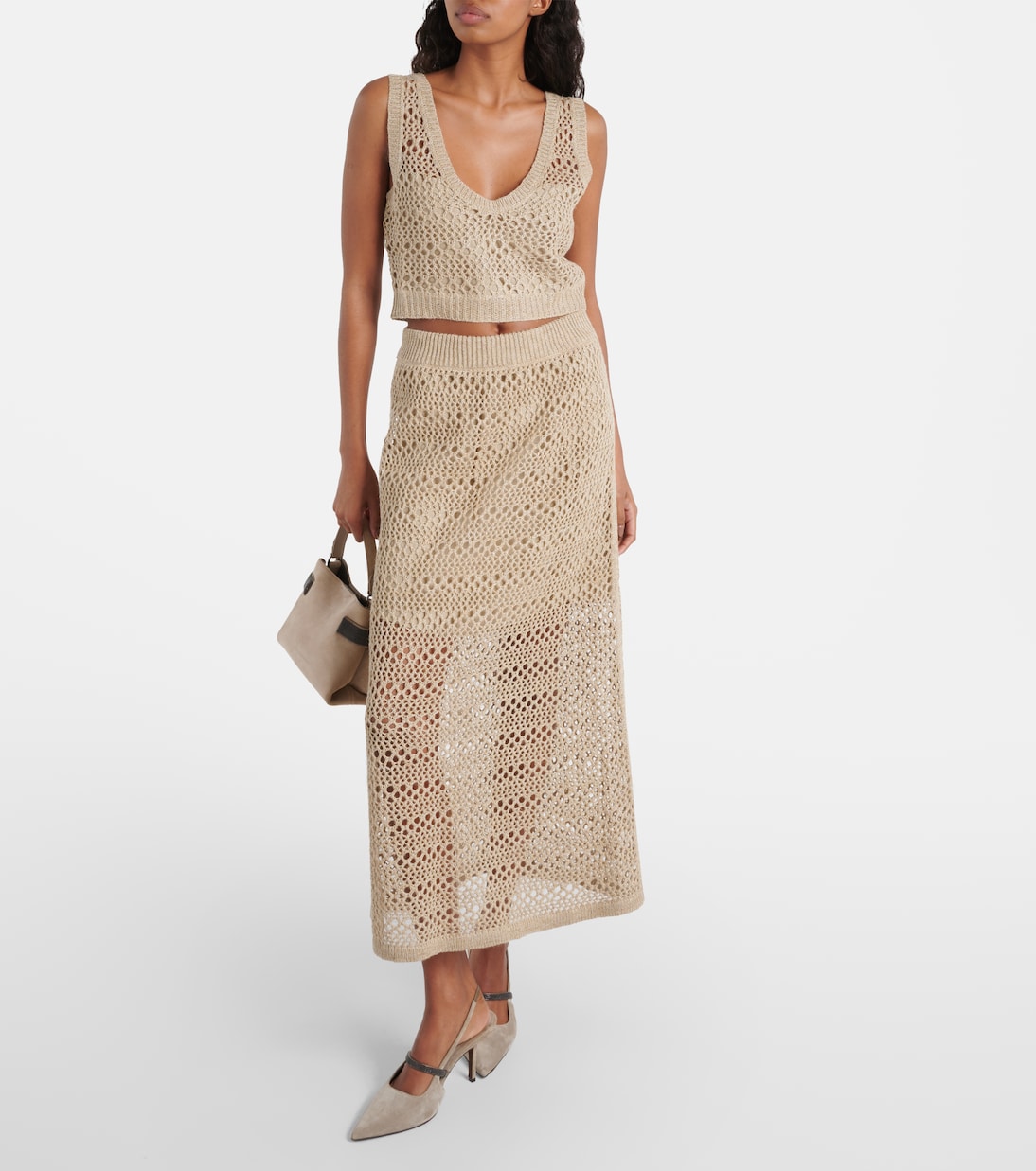 Crop top de punto de lino y seda | Brunello Cucinelli