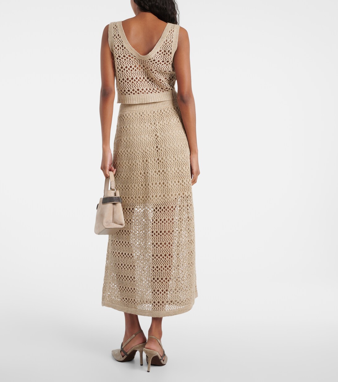 Crop top de punto de lino y seda | Brunello Cucinelli