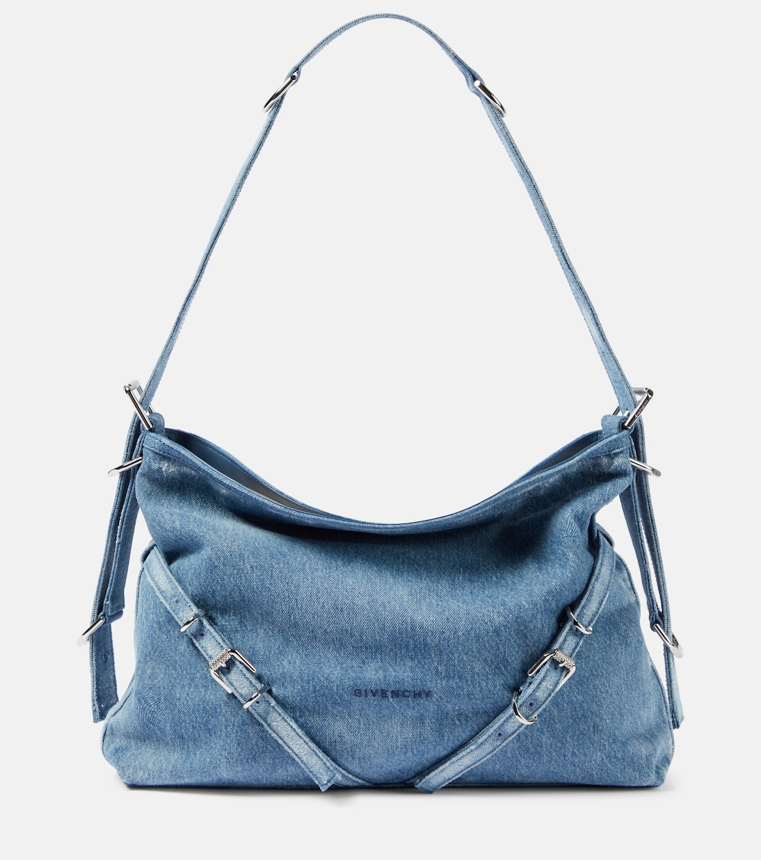 Borsa a spalla Voyou Medium in denim | Givenchy