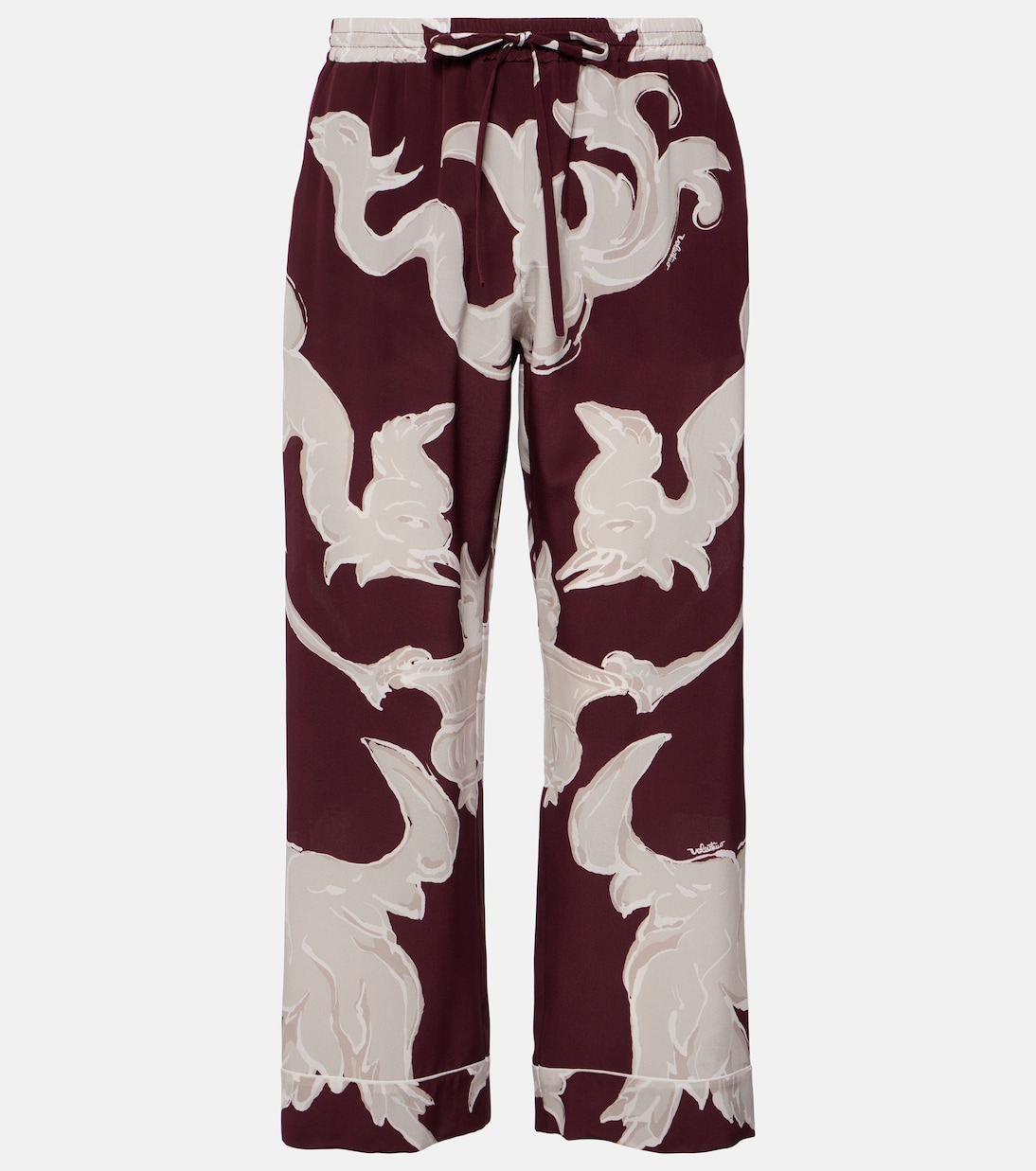 Pantaloni in crêpe de chine di seta con stampa | Valentino