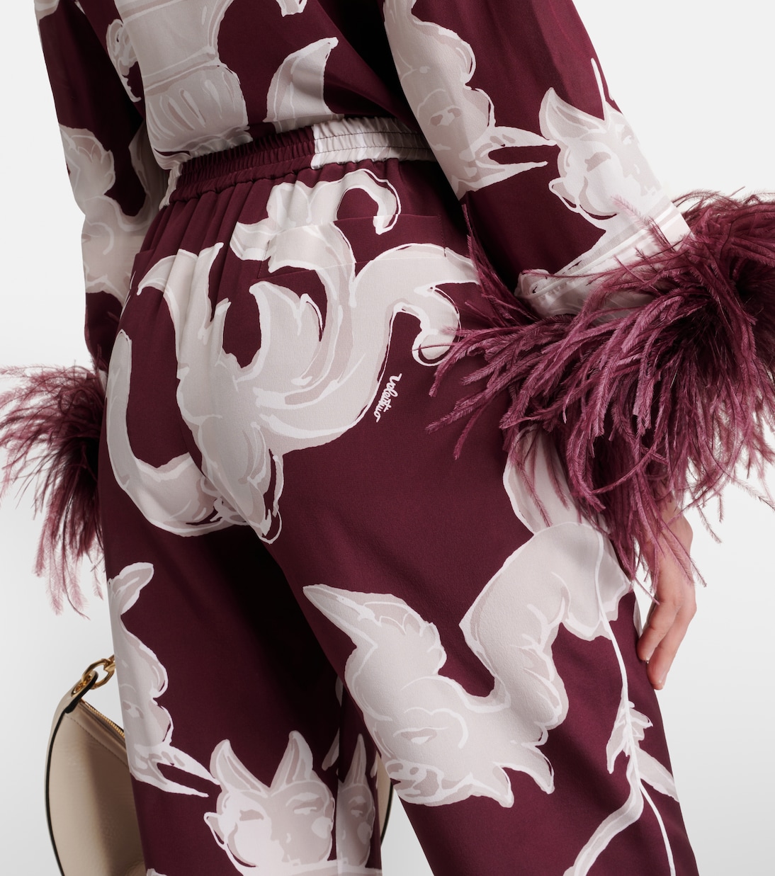Pantaloni in crêpe de chine di seta con stampa | Valentino