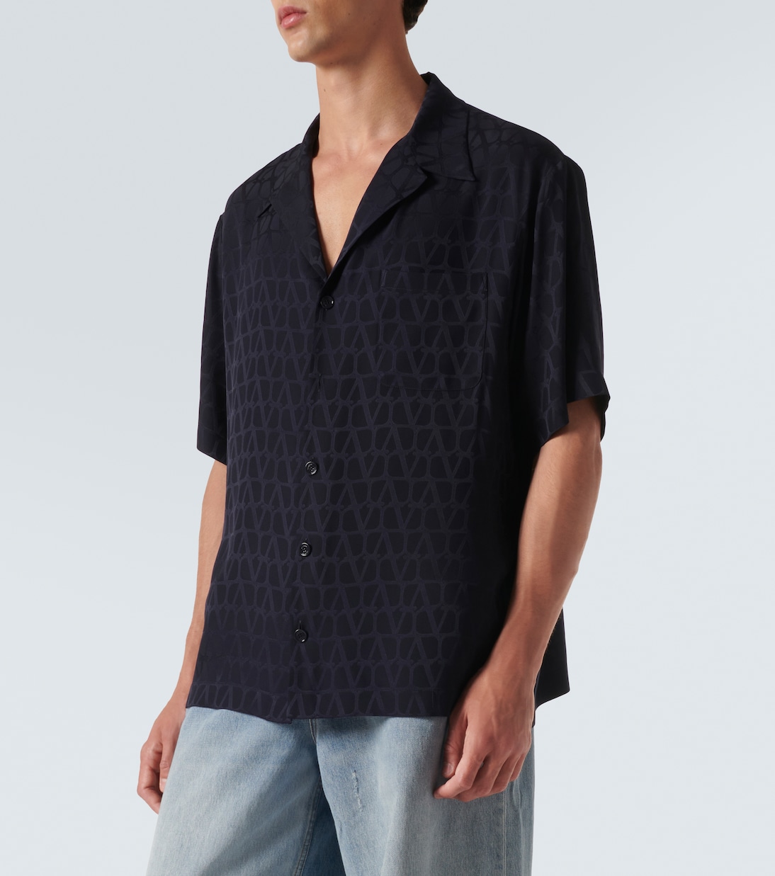 Camicia bowling in seta con logo | Valentino