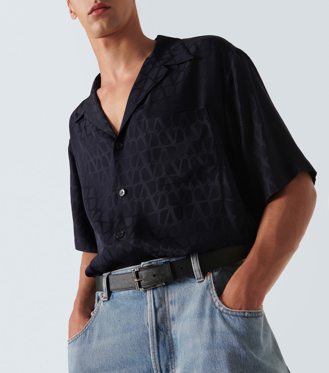 Camicia bowling in seta con logo | Valentino