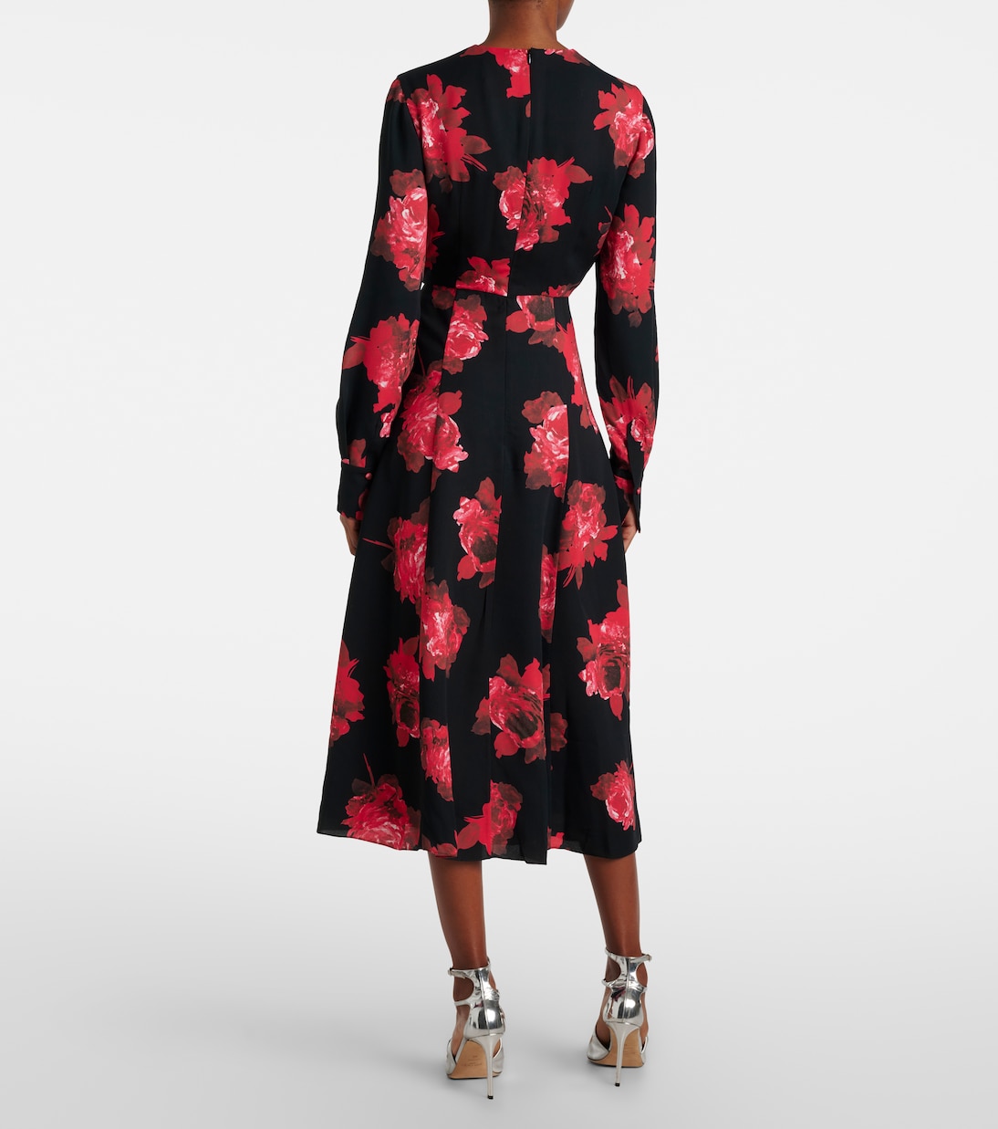 Abito midi in crêpe con stampa floreale | Erdem