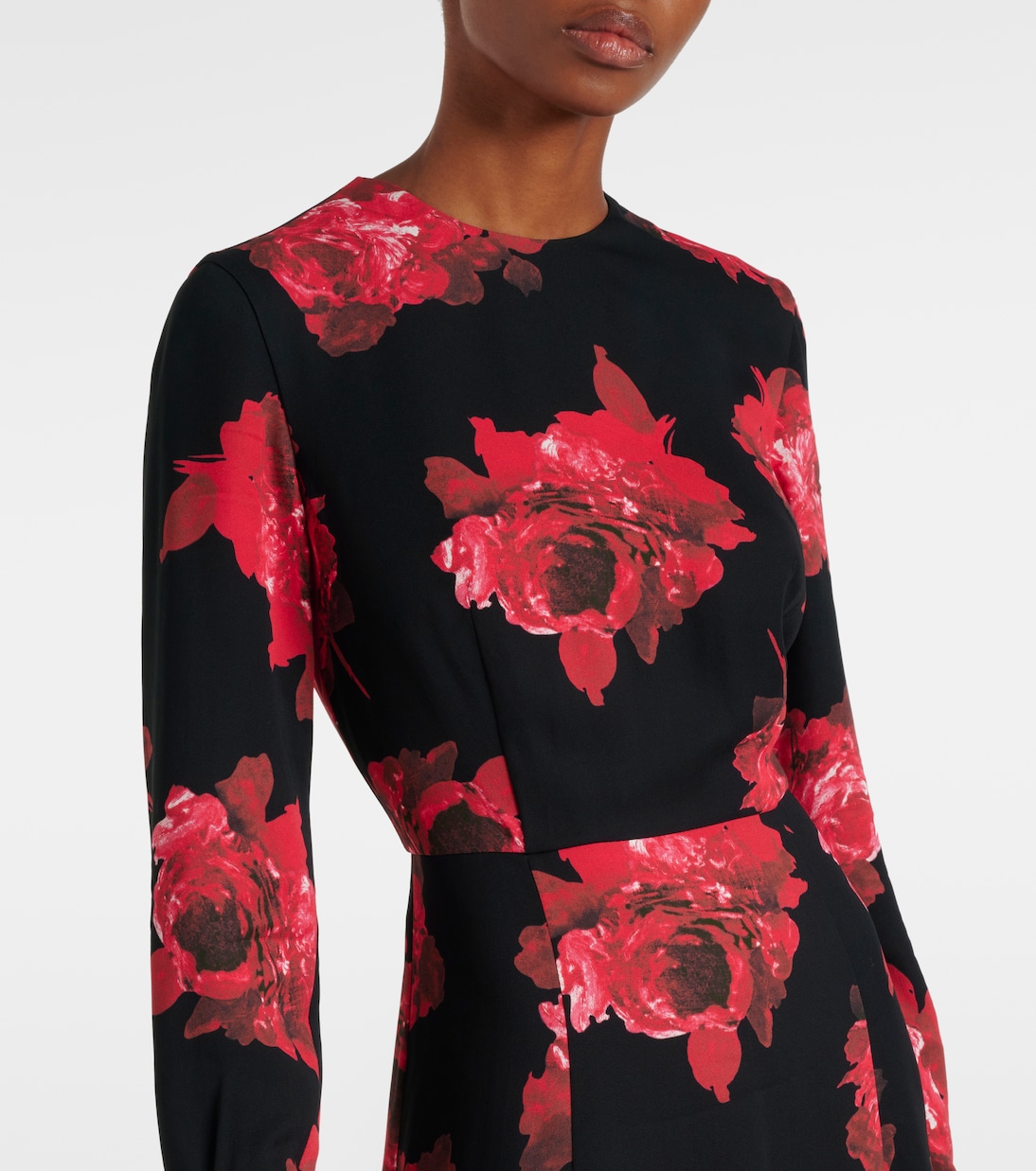 Abito midi in crêpe con stampa floreale | Erdem