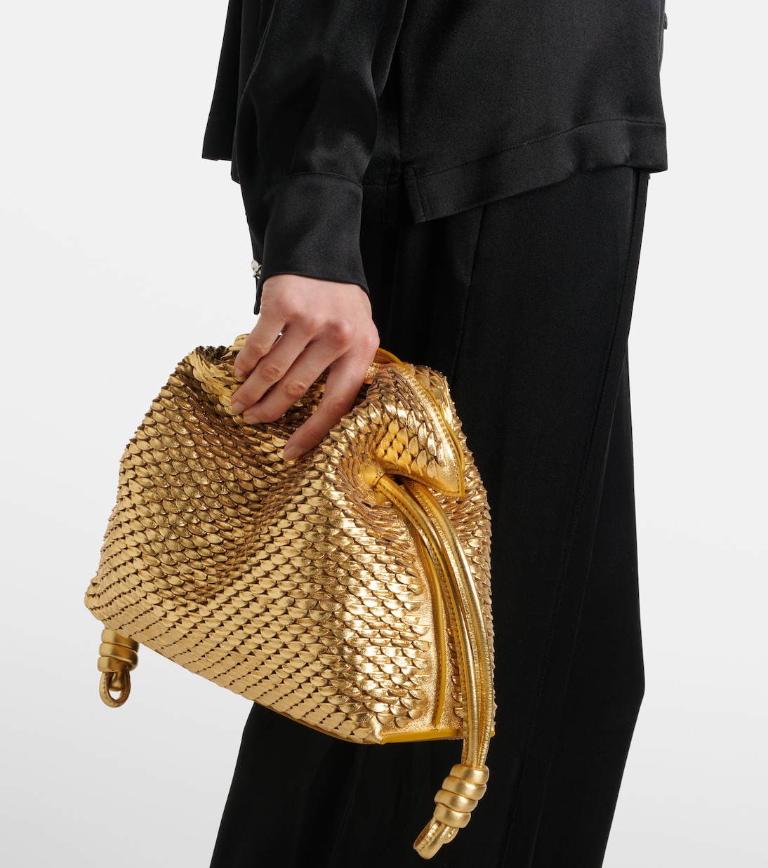 Clutch Flamenco Small in pelle metallizzata | Loewe