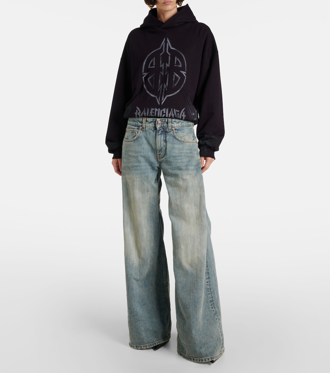 Jeans a gamba larga e vita media | Balenciaga