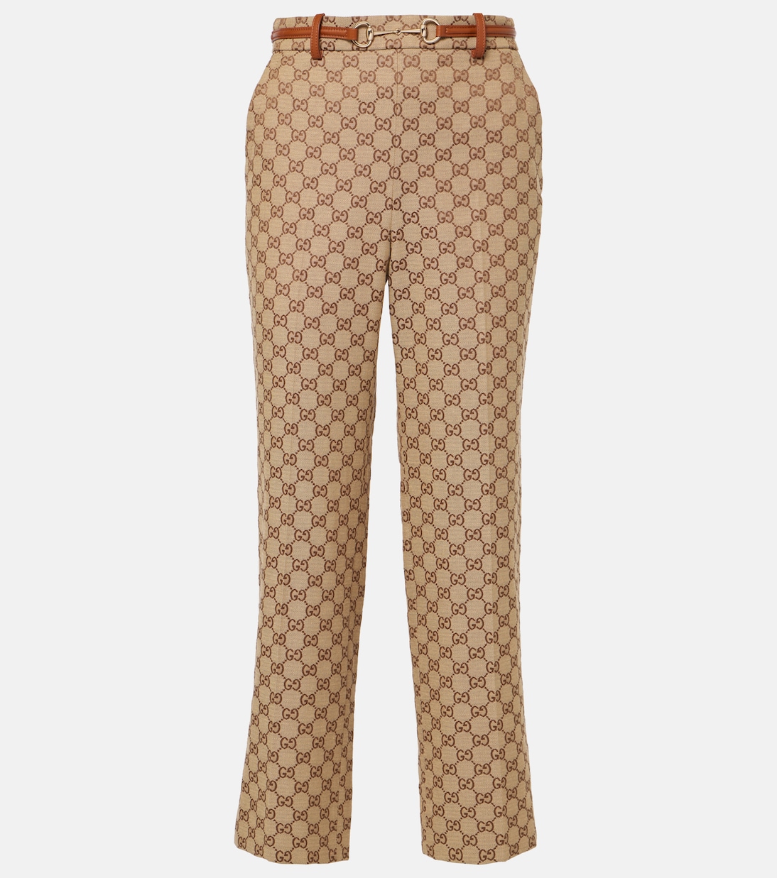 Pantalones rectos de lona GG con Horsebit | Gucci
