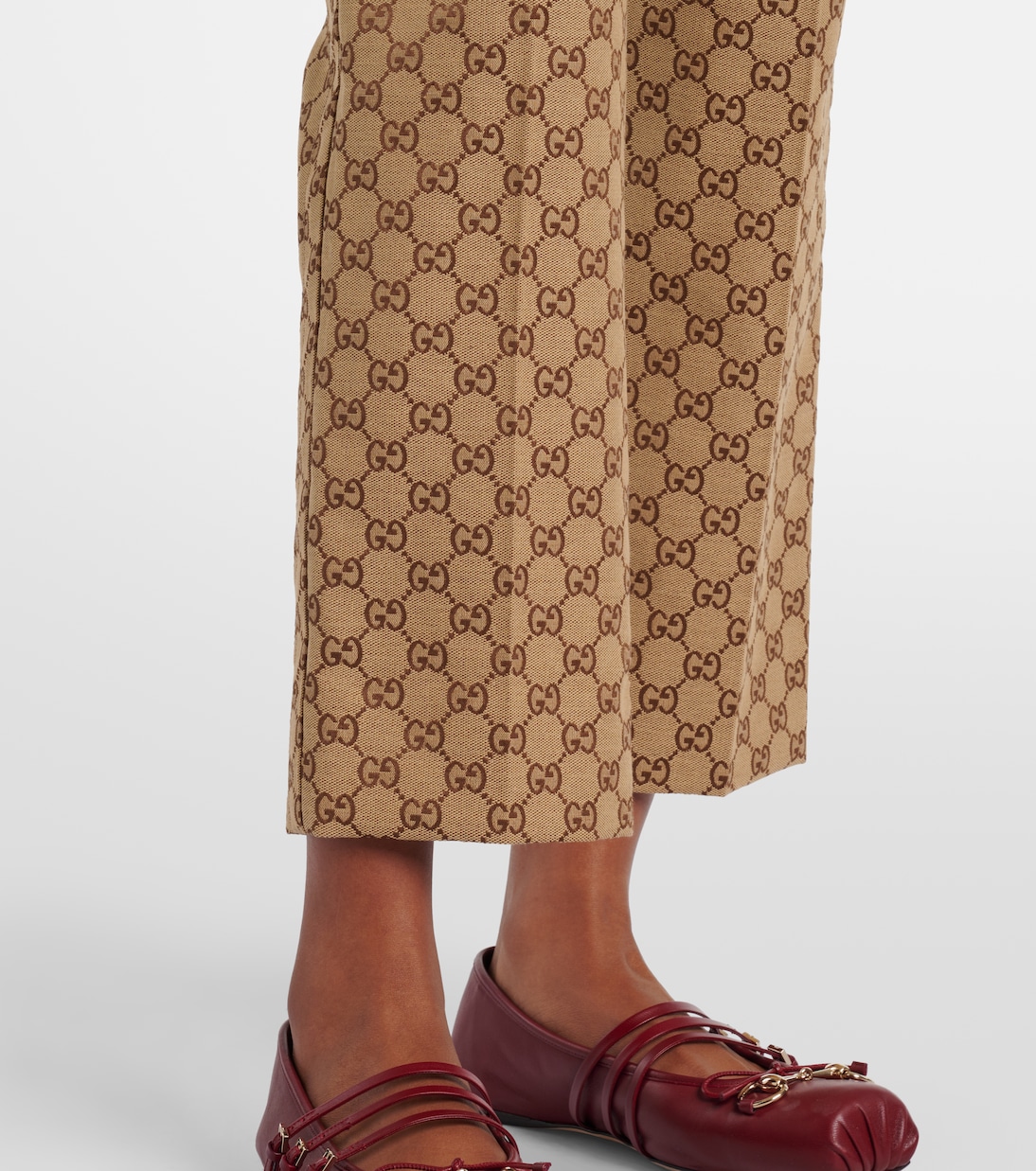 Pantalones rectos de lona GG con Horsebit | Gucci