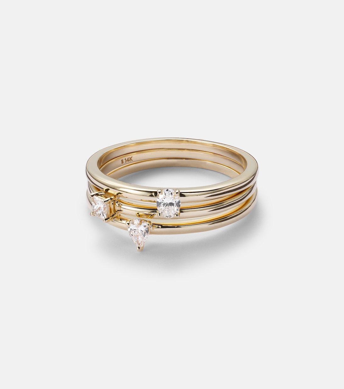 Anello in oro 14kt con diamanti, design moderno per giovani