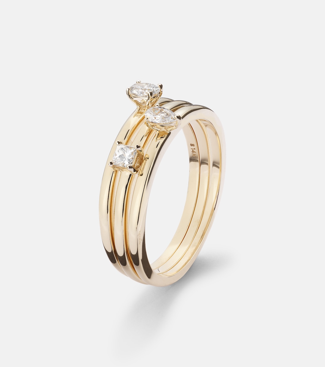 Anello in oro 14kt con diamanti, design moderno per giovani