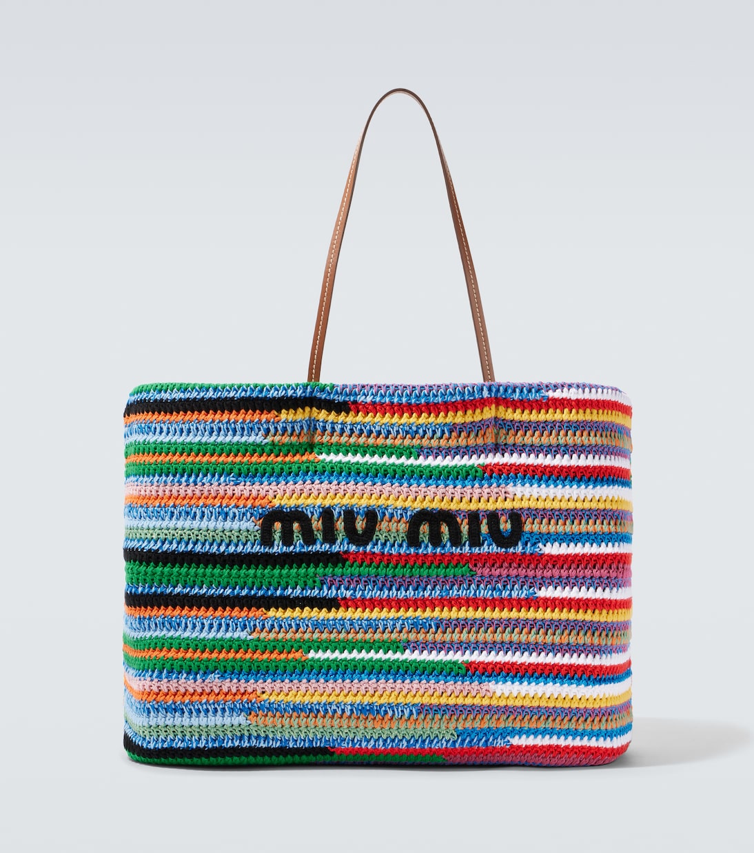 Tote Large aus Häkelstrick mit Leder | Miu Miu