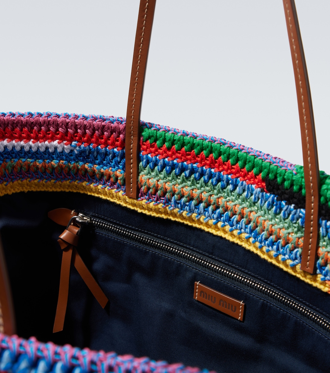 Tote Large aus Häkelstrick mit Leder | Miu Miu