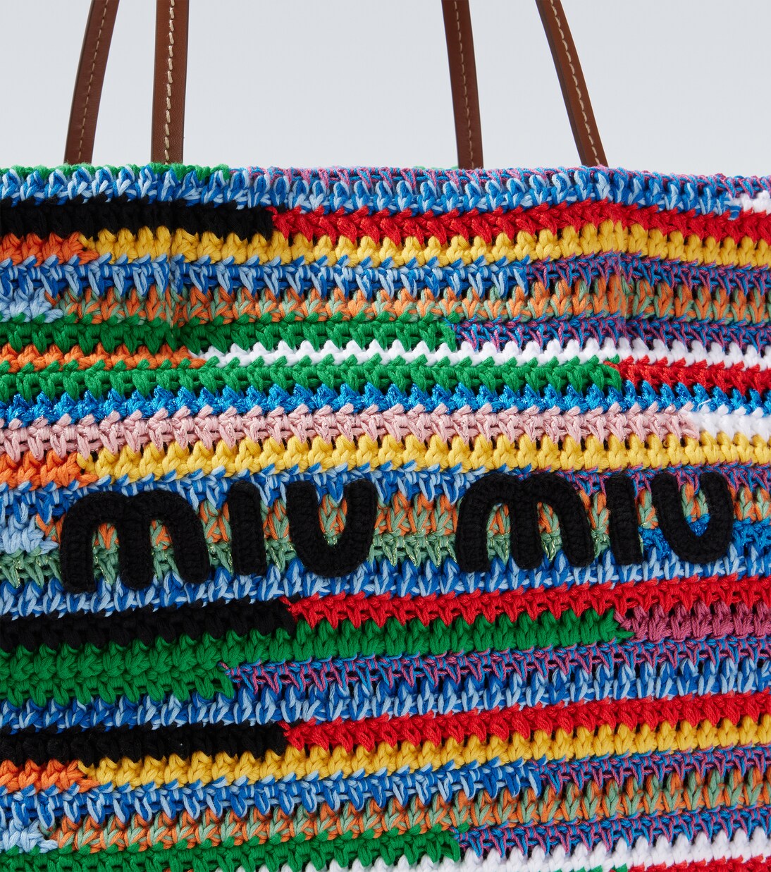 Tote Large aus Häkelstrick mit Leder | Miu Miu