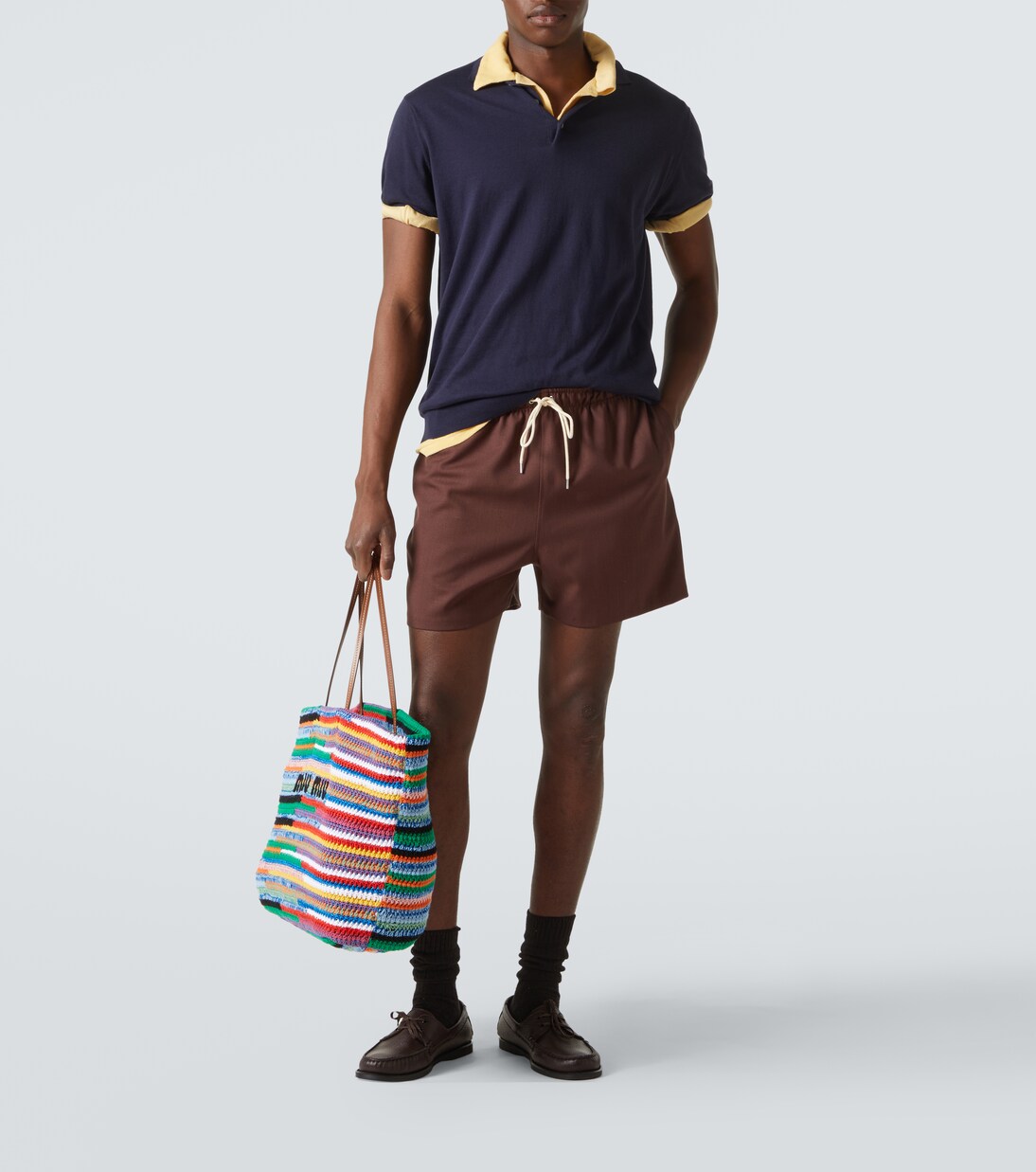 Tote Large aus Häkelstrick mit Leder | Miu Miu