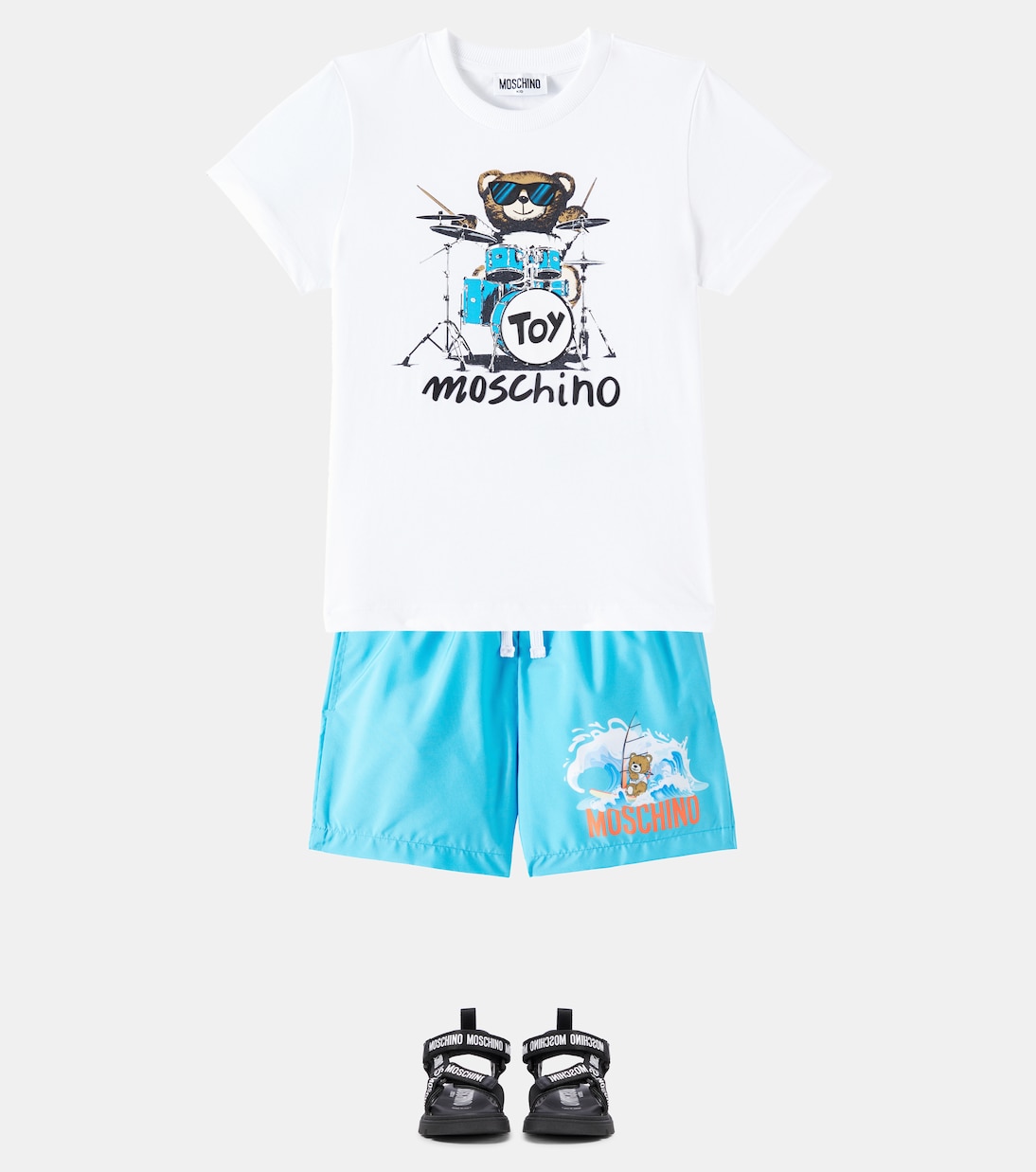 Sandali con pelle e logo   | Moschino Kids