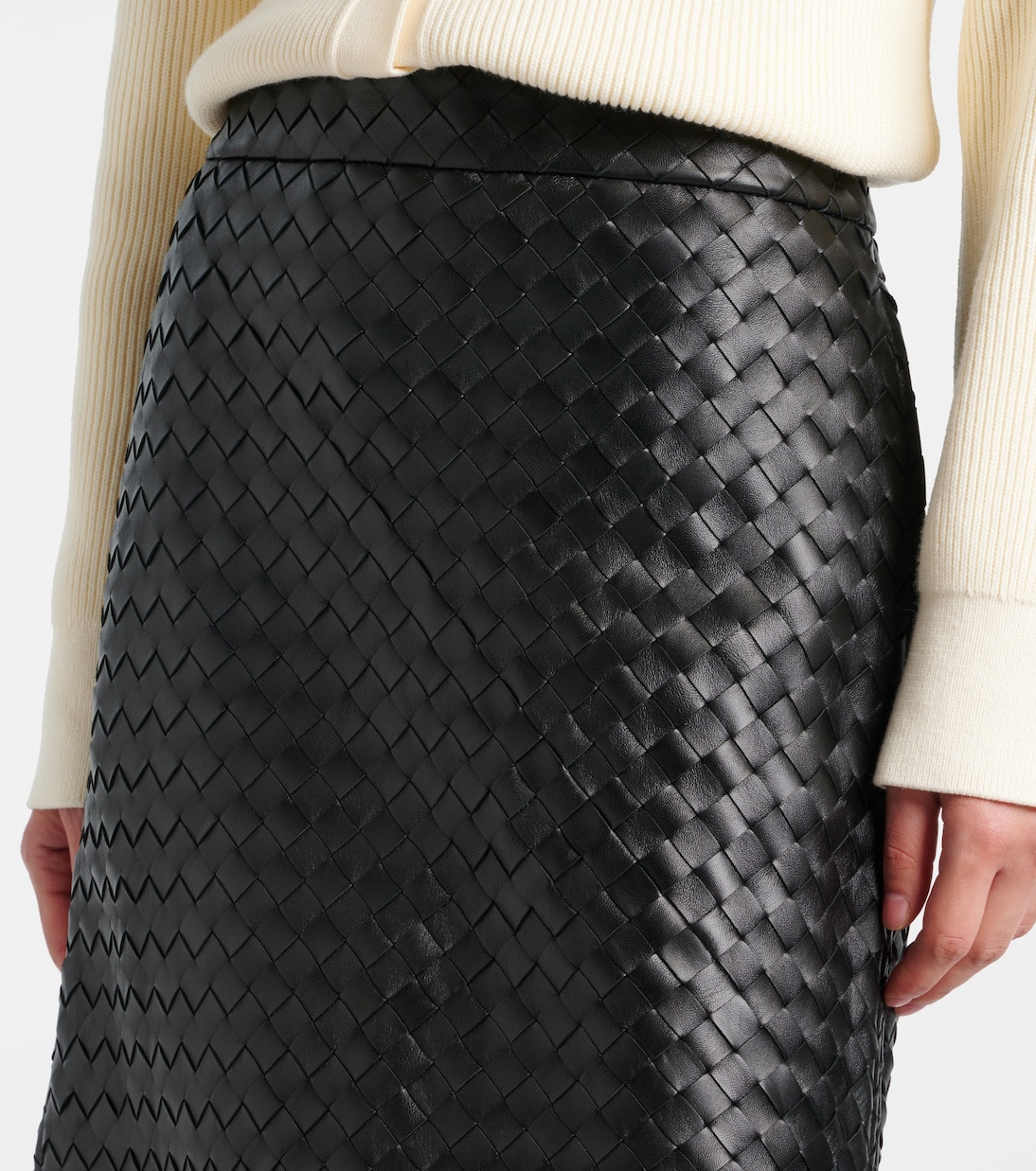 Jupe midi en cuir Intrecciato | Bottega Veneta
