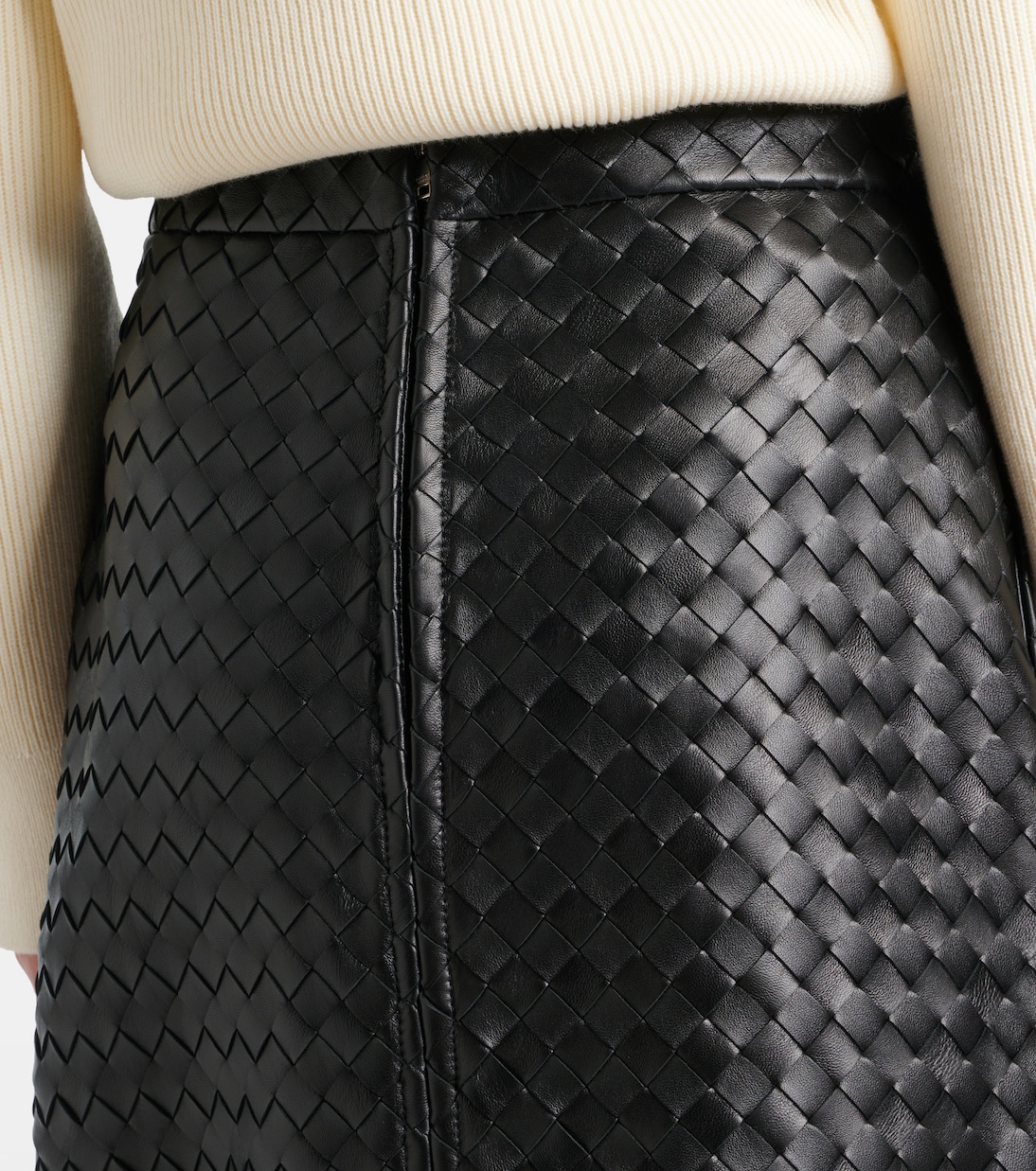 Jupe midi en cuir Intrecciato | Bottega Veneta