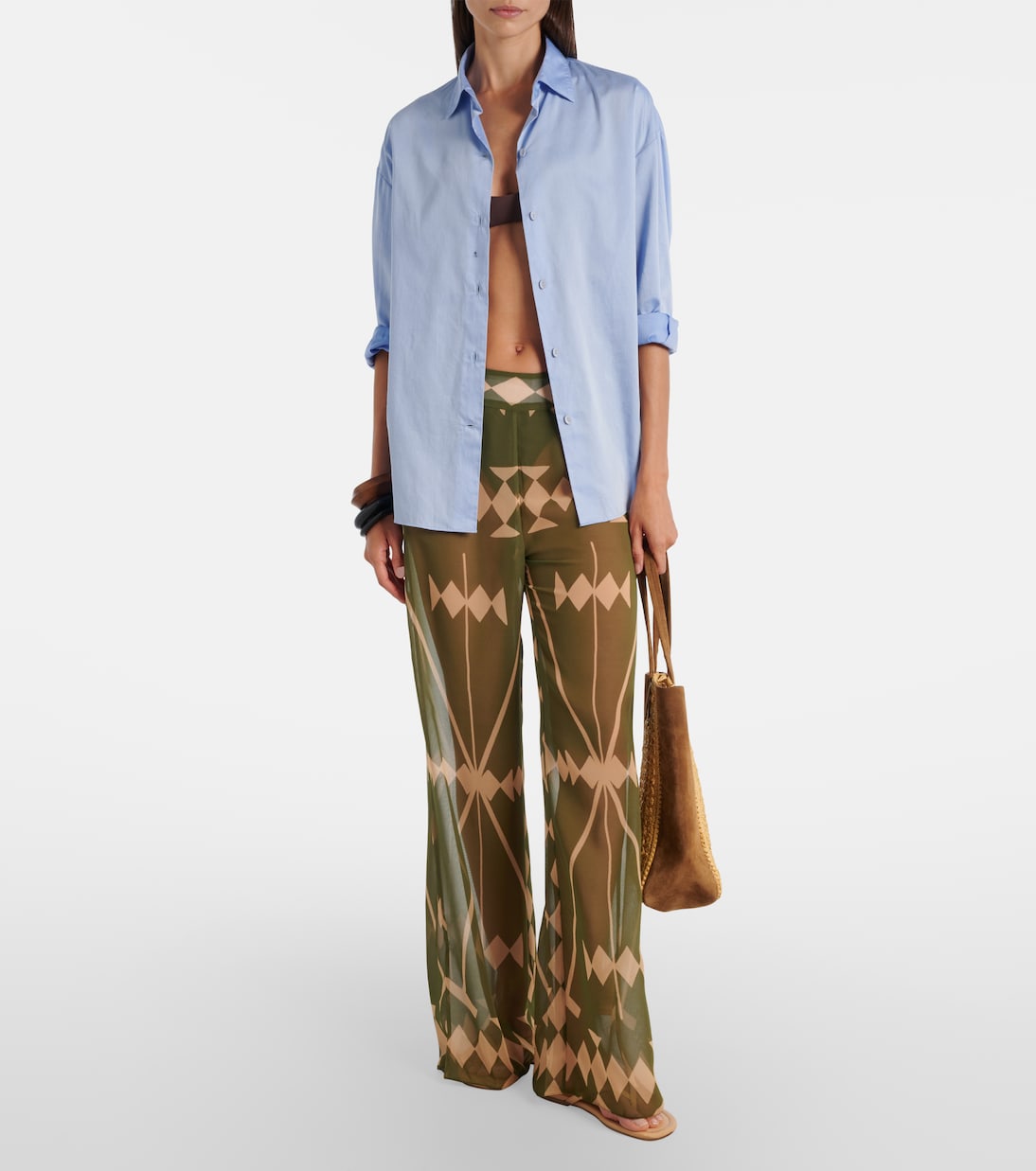 Printed sheer chiffon palazzo pants | Johanna Ortiz