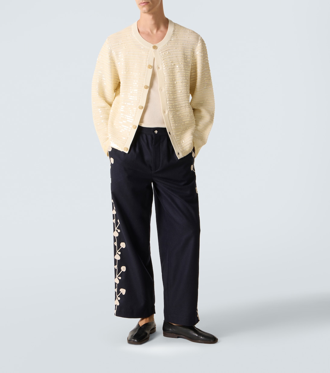 Sequin Spotlight embellished wool cardigan | Bode