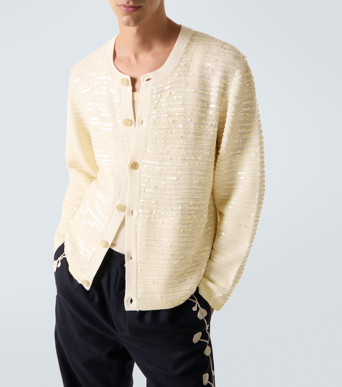 Sequin Spotlight embellished wool cardigan | Bode