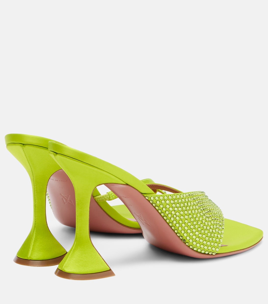 Shiona 95 crystal-embellished satin mules | Amina Muaddi