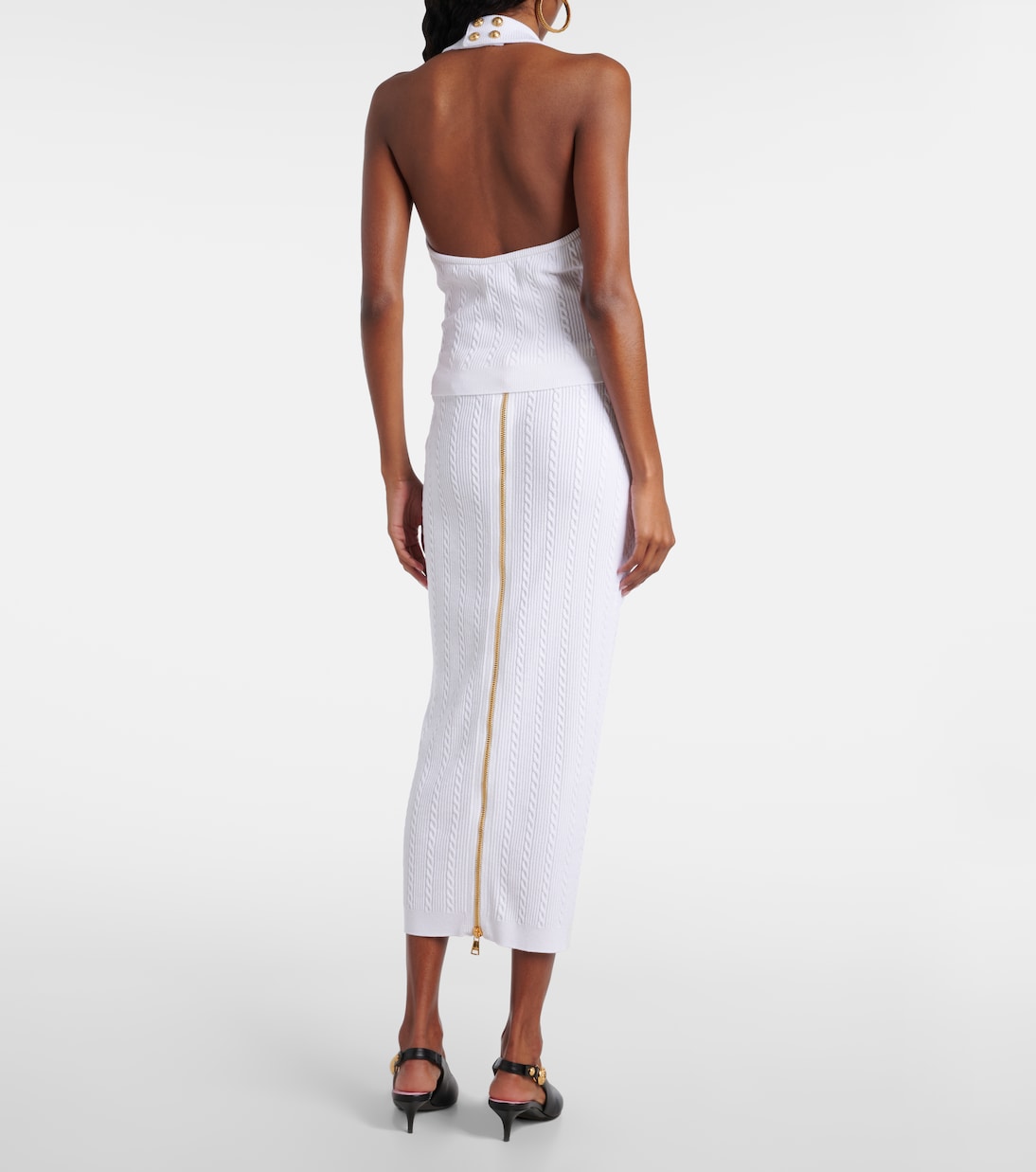Top in maglia a trecce con scollo all’americana | Balmain