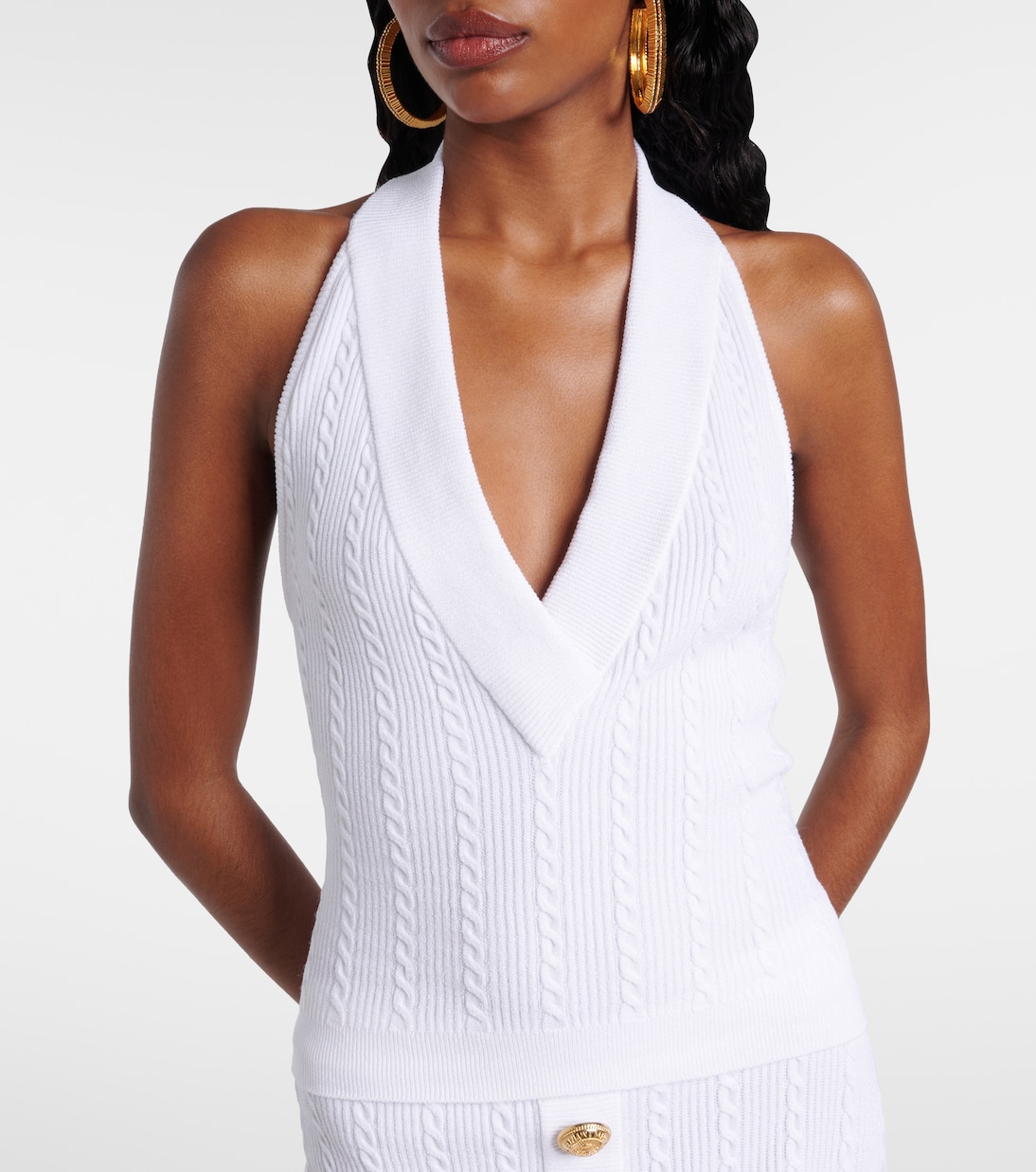 Top in maglia a trecce con scollo all’americana | Balmain