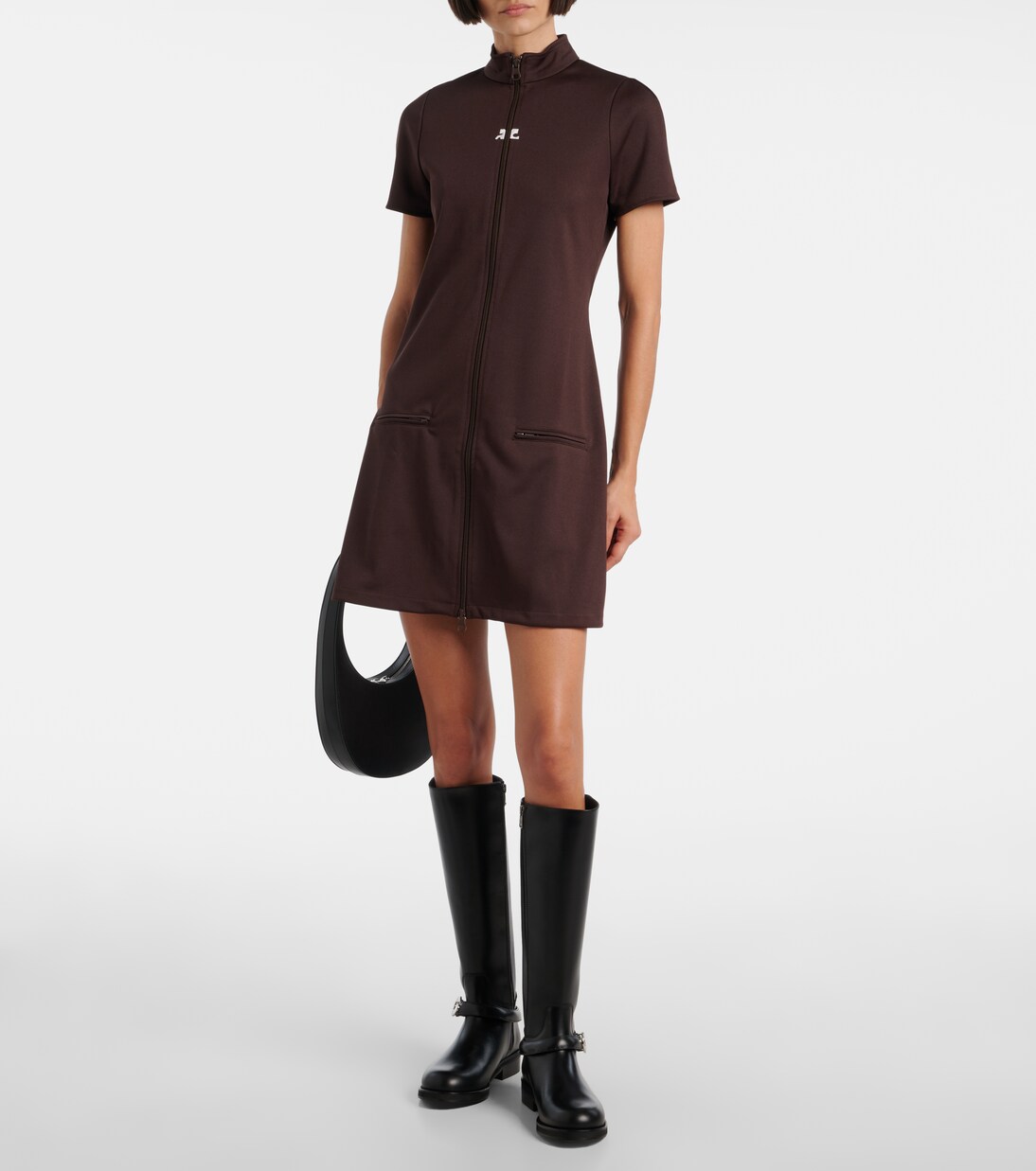 Interlock jersey zip-up minidress | Courrèges