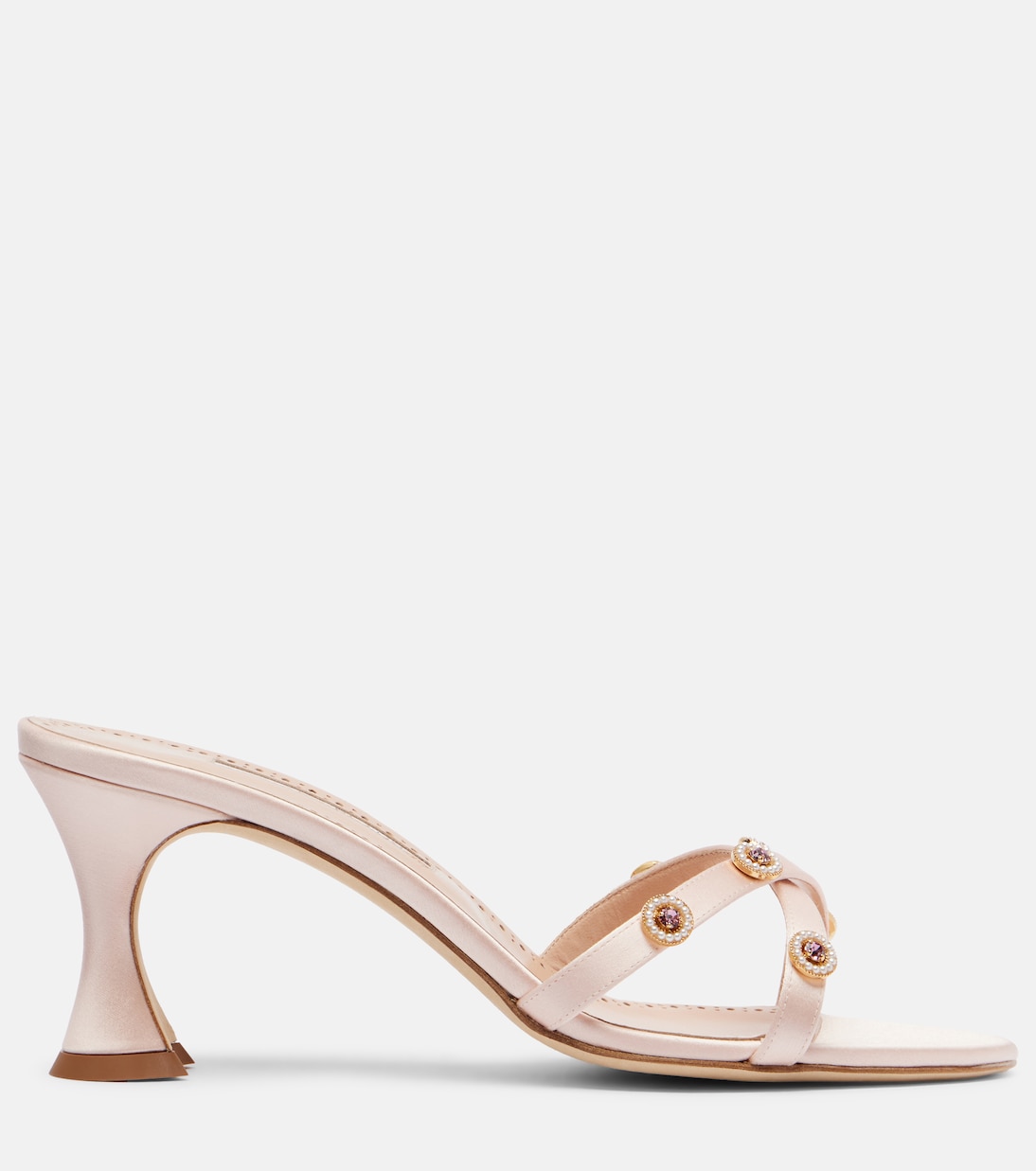 Pyrenea embellished satin mules | Manolo Blahnik